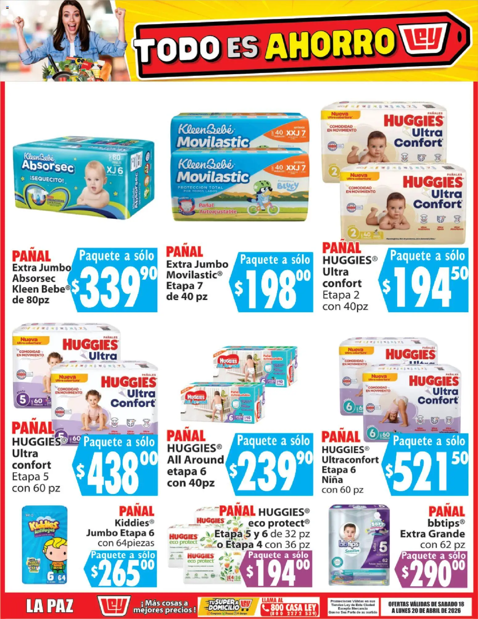 Nuevas ofertas de Casa Ley válidas en toda la República Mexicana desde el 18.04.2026. ¡Encuentra las mejores ofertas en Casa Ley folleto Todo es ahorro! | Página: 11 | Productos: Pañales