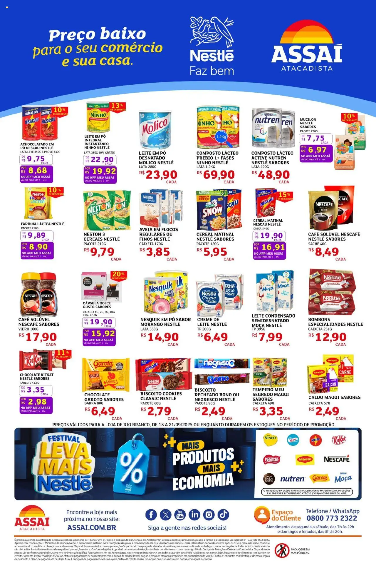 Assaí Atacadista Folheto - válido de 18.09.2025 | Página: 4 | Produtos: Nescau, Cereais, Baixo, Leite em pó
