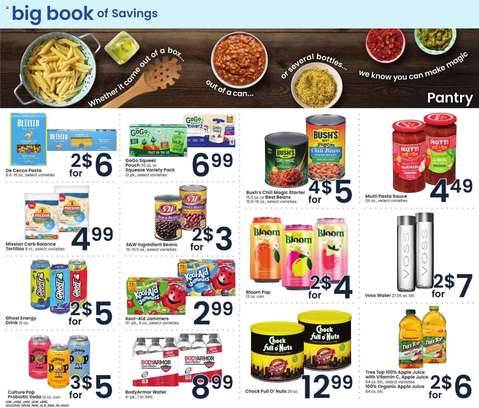 Albertsons Big Book of Savings - valid from 24.02.2026 | Page: 8 | Products: Pasta, Water, Sauce, Starter