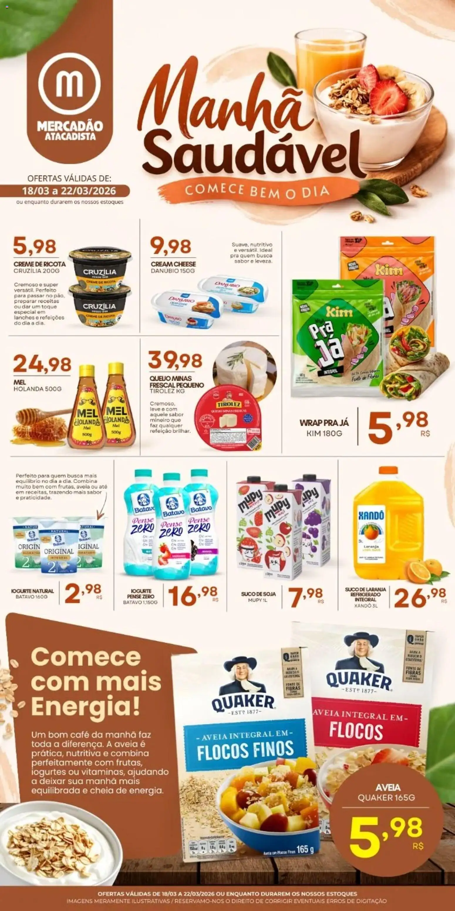 Mercadão Atacadista Folheto - válido de 18.03.2026 | Página: 1 | Produtos: Queijo, Café, Suco, Creme