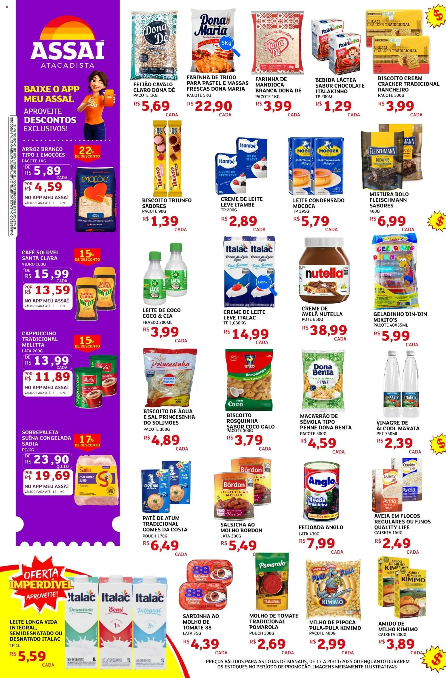 Assaí Atacadista Folheto - válido de 17.11.2025 | Página: 2 | Produtos: Lombo, Bebida, Creme de leite, Rosquinha