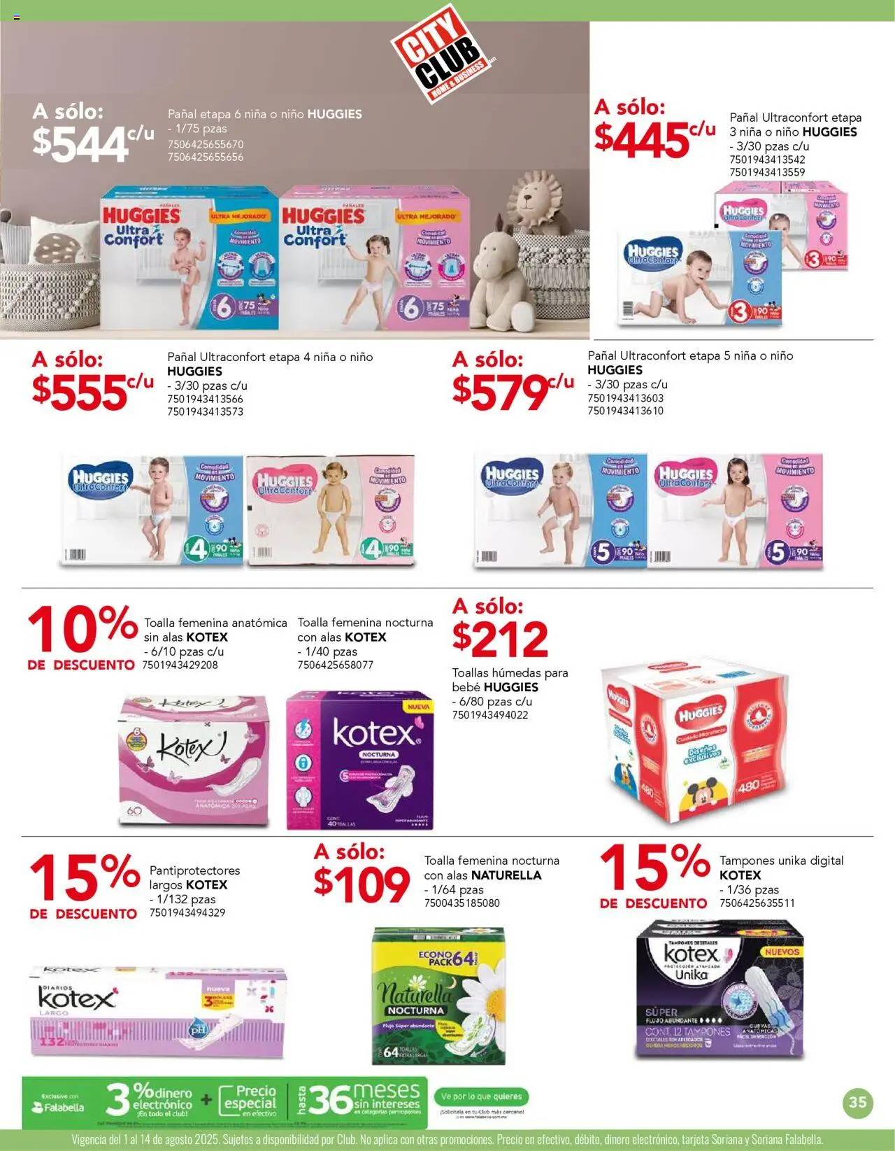 Nuevas ofertas de City Club válidas en toda la República Mexicana desde el 01.08.2025. ¡Encuentra las mejores ofertas en City Club - Catálogo! | Página: 35 | Productos: Toalla, Tampones, Toallas