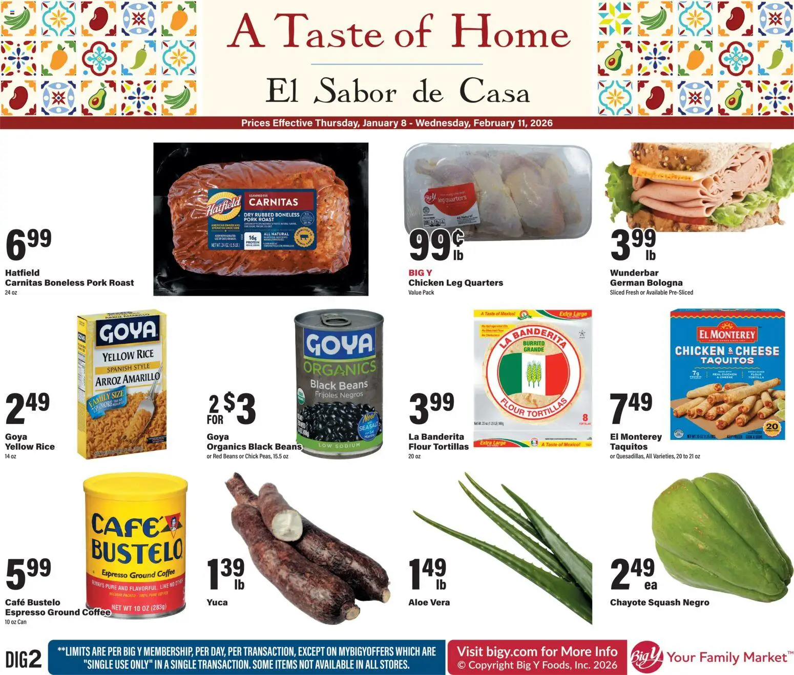 Big Y A Taste of Home - valid from 08.01.2026 | Page: 1 | Products: Squash, Coffee, Rice, Aloe Vera