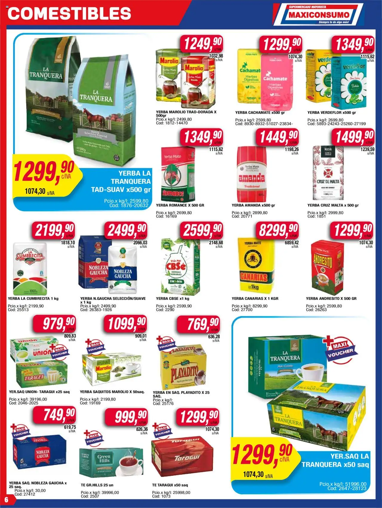 Maxiconsumo ofertas │ válido desde el 09.06.2025 | Página: 6 | Productos: Yerba, Té, Mate cocido, Cava