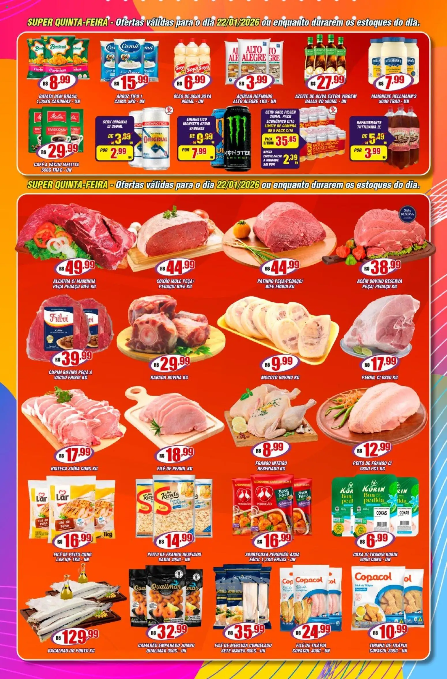 Violeta Supermercados Folheto - válido de 20.01.2026 | Página: 3 | Produtos: Tilápia, Açúcar, Batata, Peito de frango