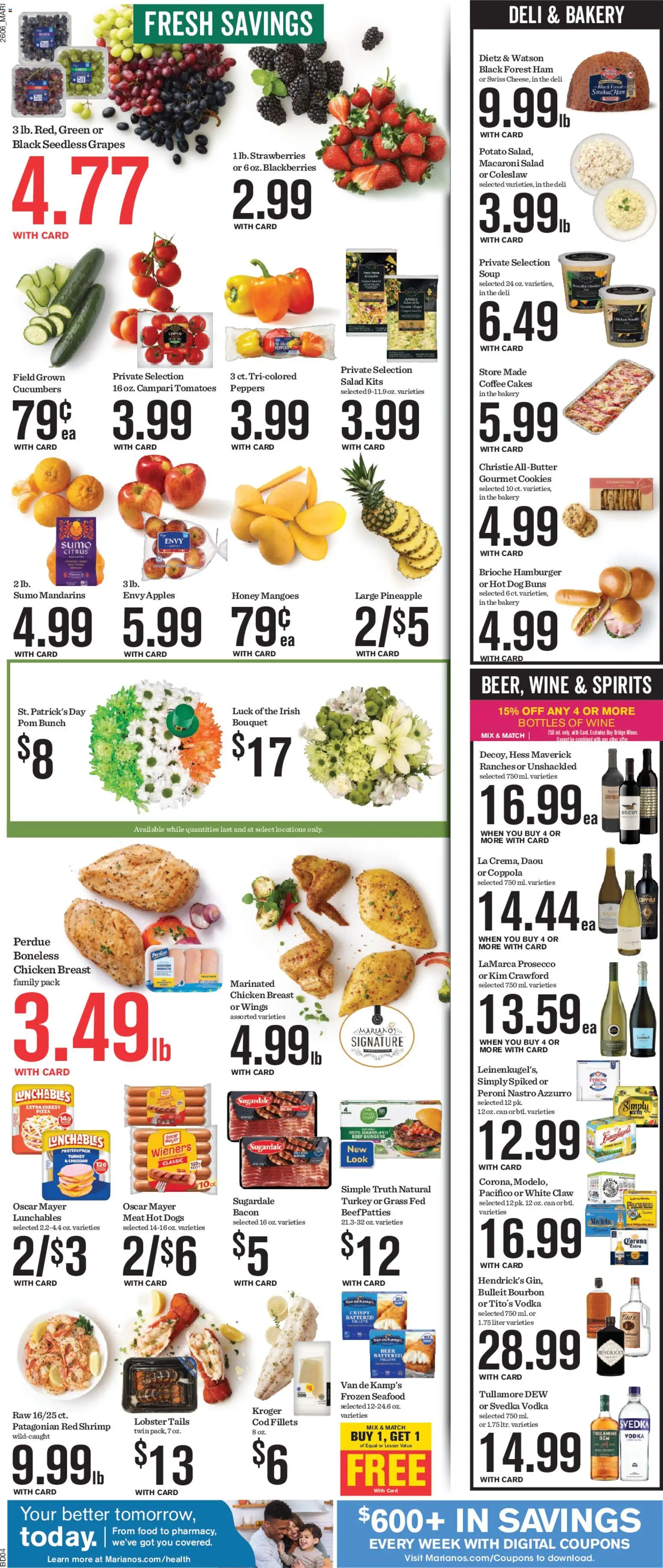 Mariano's Weekly Ad - valid from 11.03.2026 | Page: 9 | Products: Wine, Apples, Salad, Seafood