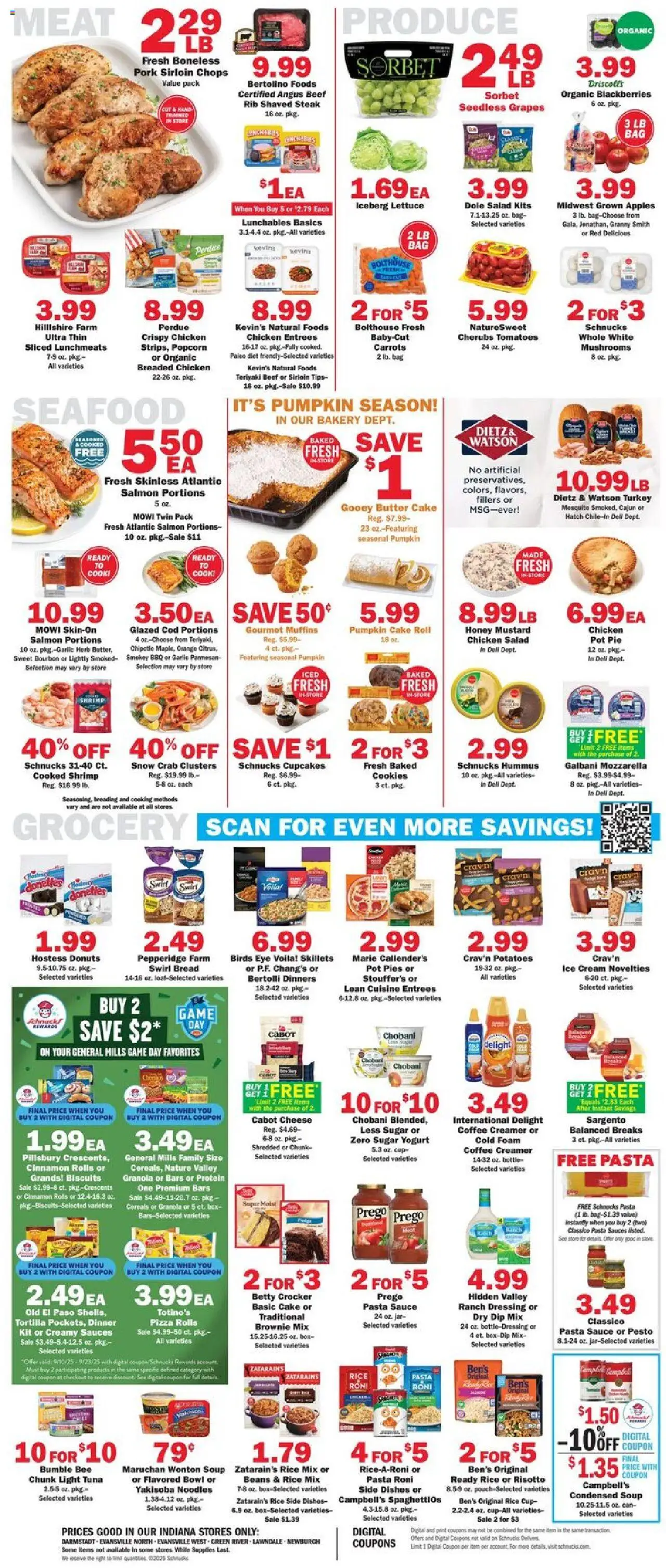 Schnucks Weekly Print Ad - IN - valid from 10.09.2025 | Page: 4 | Products: Beef, Bourbon, Cream, Seafood