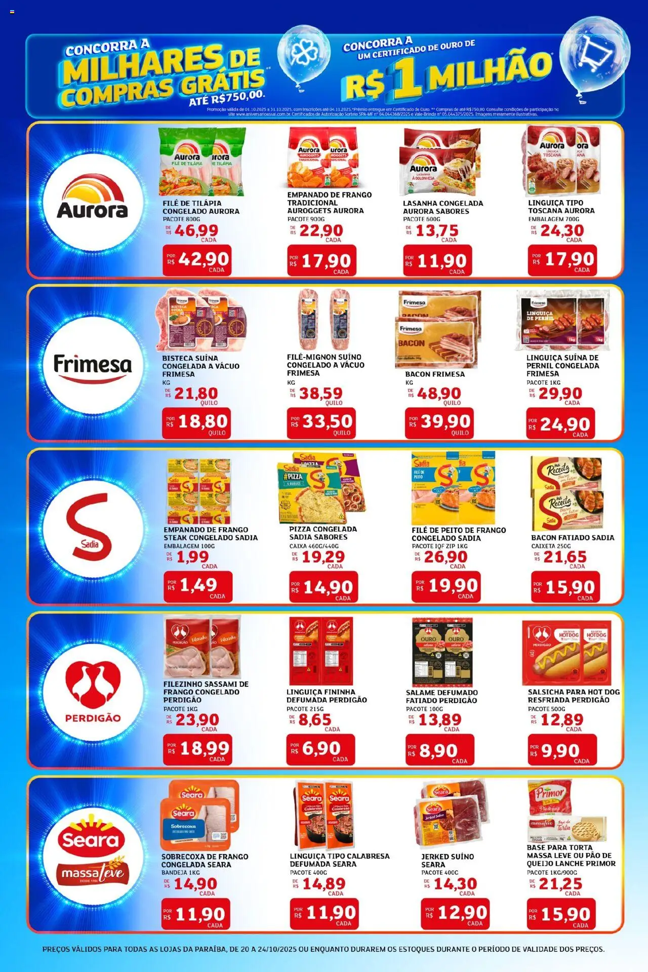 Assaí Atacadista Folheto - válido de 20.10.2025 | Página: 2 | Produtos: Linguiça, Pizza, Massa, Frango