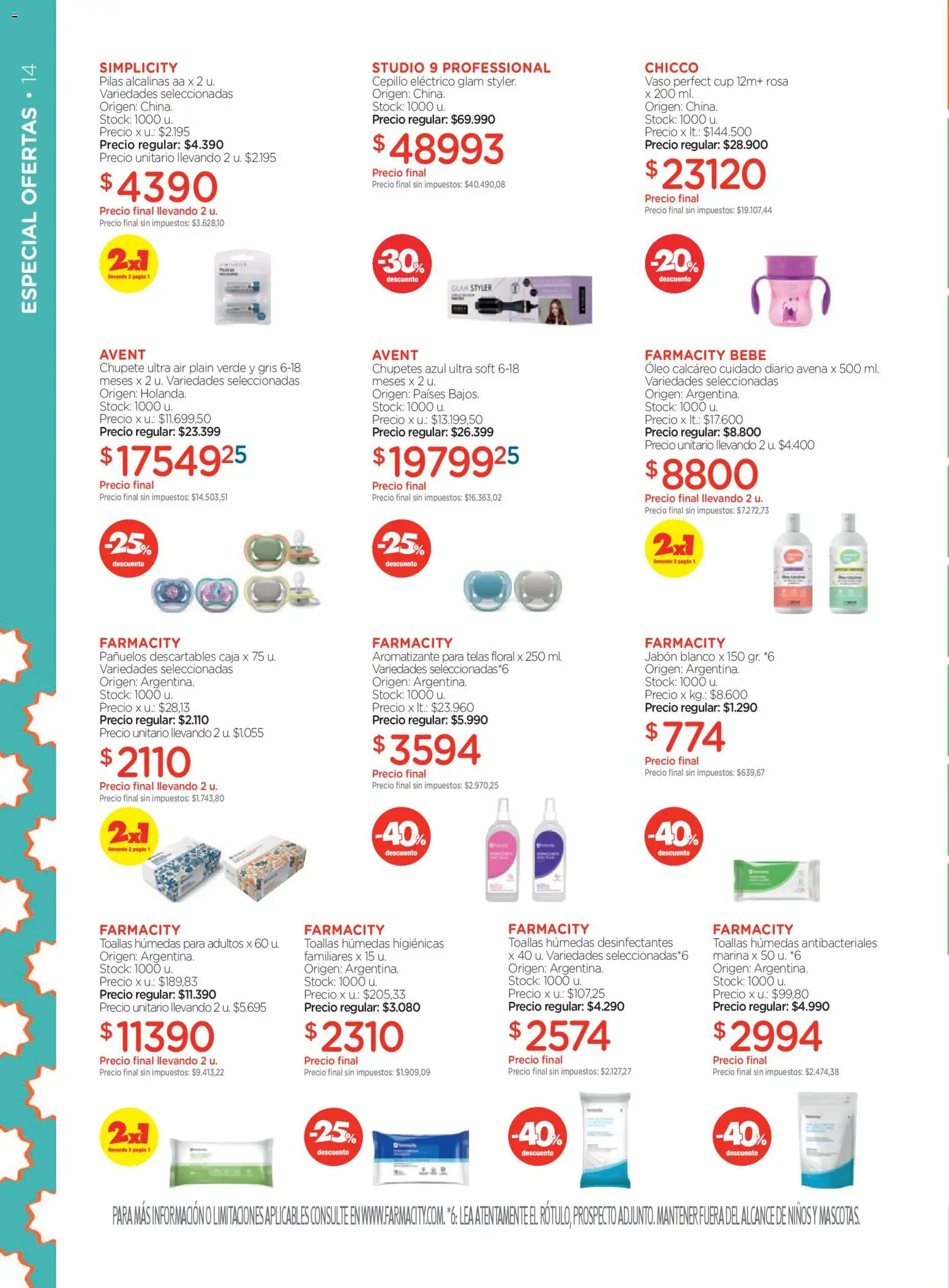 Farmacity catálogo │ válido desde el 09.04.2026 | Página: 14 | Productos: Pilas, Cepillo, Avena, Jabón
