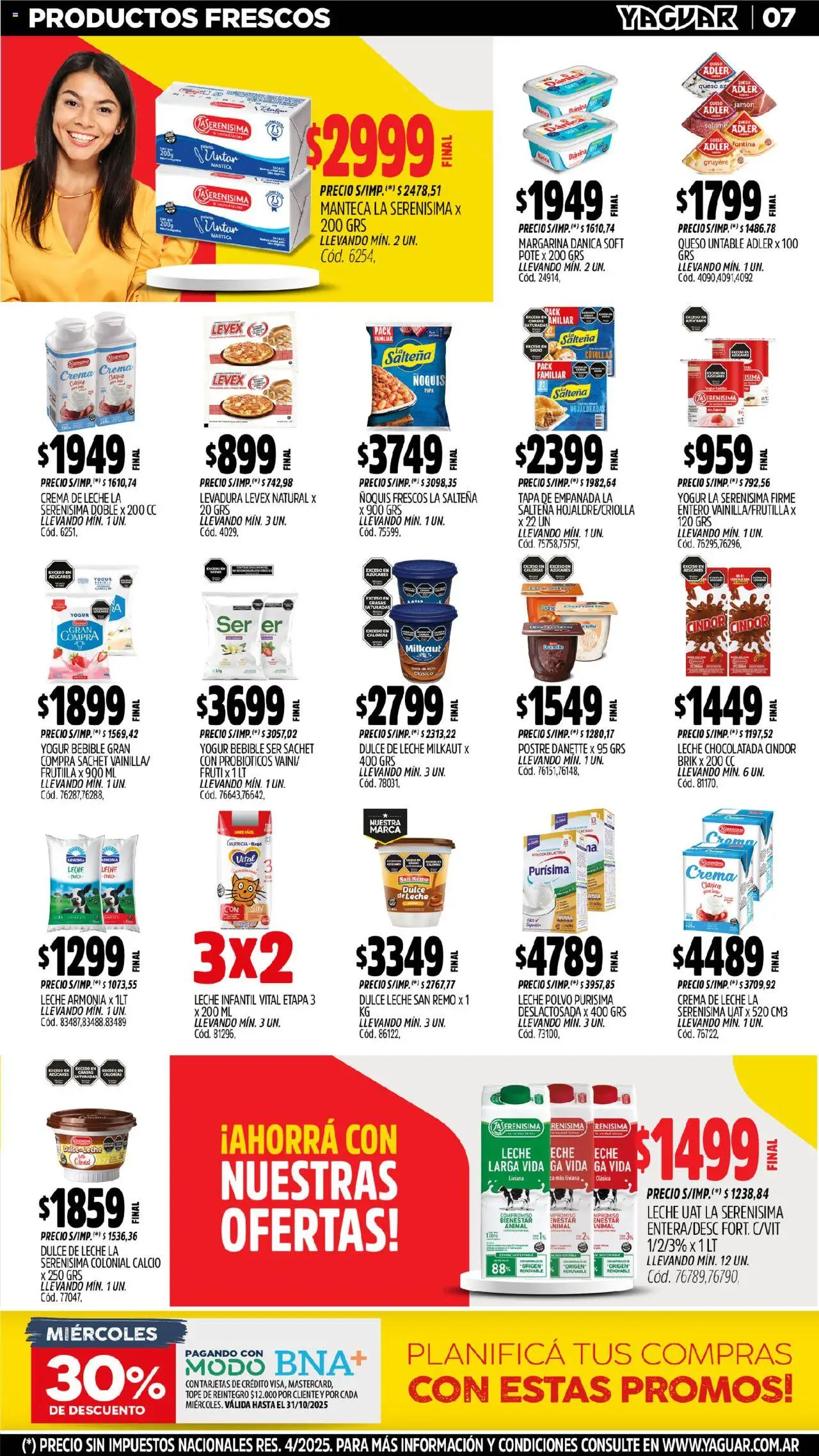 Yaguar - San Juan │ válido desde el 13.10.2025 | Página: 6 | Productos: Dulce de leche, Leche, Queso, Crema