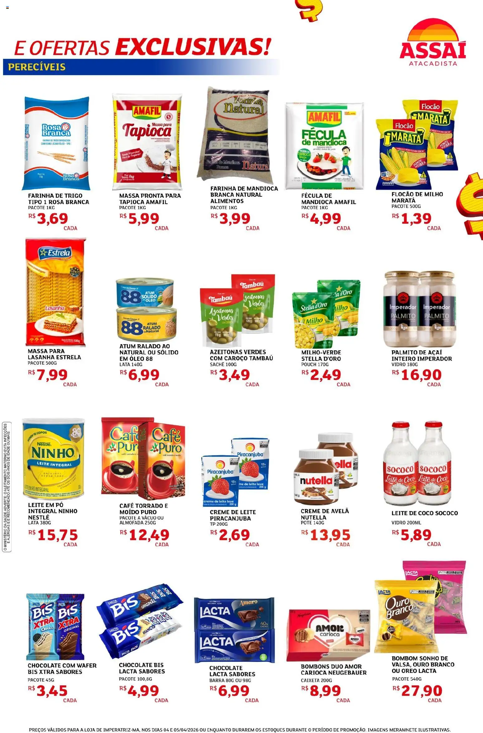Assaí Atacadista Folheto - válido de 04.04.2026 | Página: 3 | Produtos: Almofada, Massa, Creme, Sal