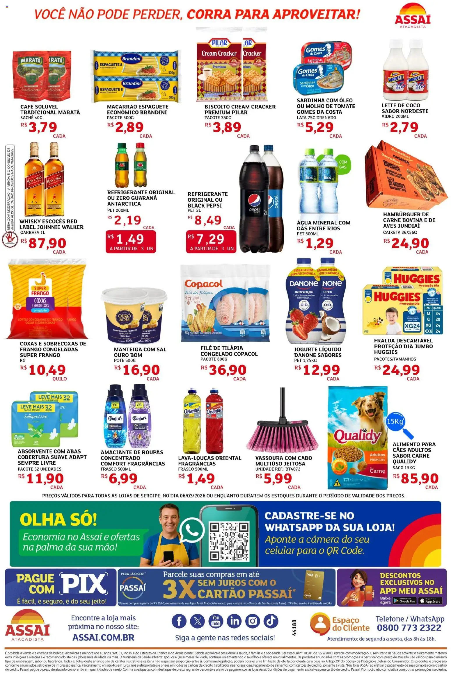 Assaí Atacadista Folheto - válido de 06.03.2026 | Página: 2 | Produtos: Biscoito, Frango, Cream cracker, Cabo
