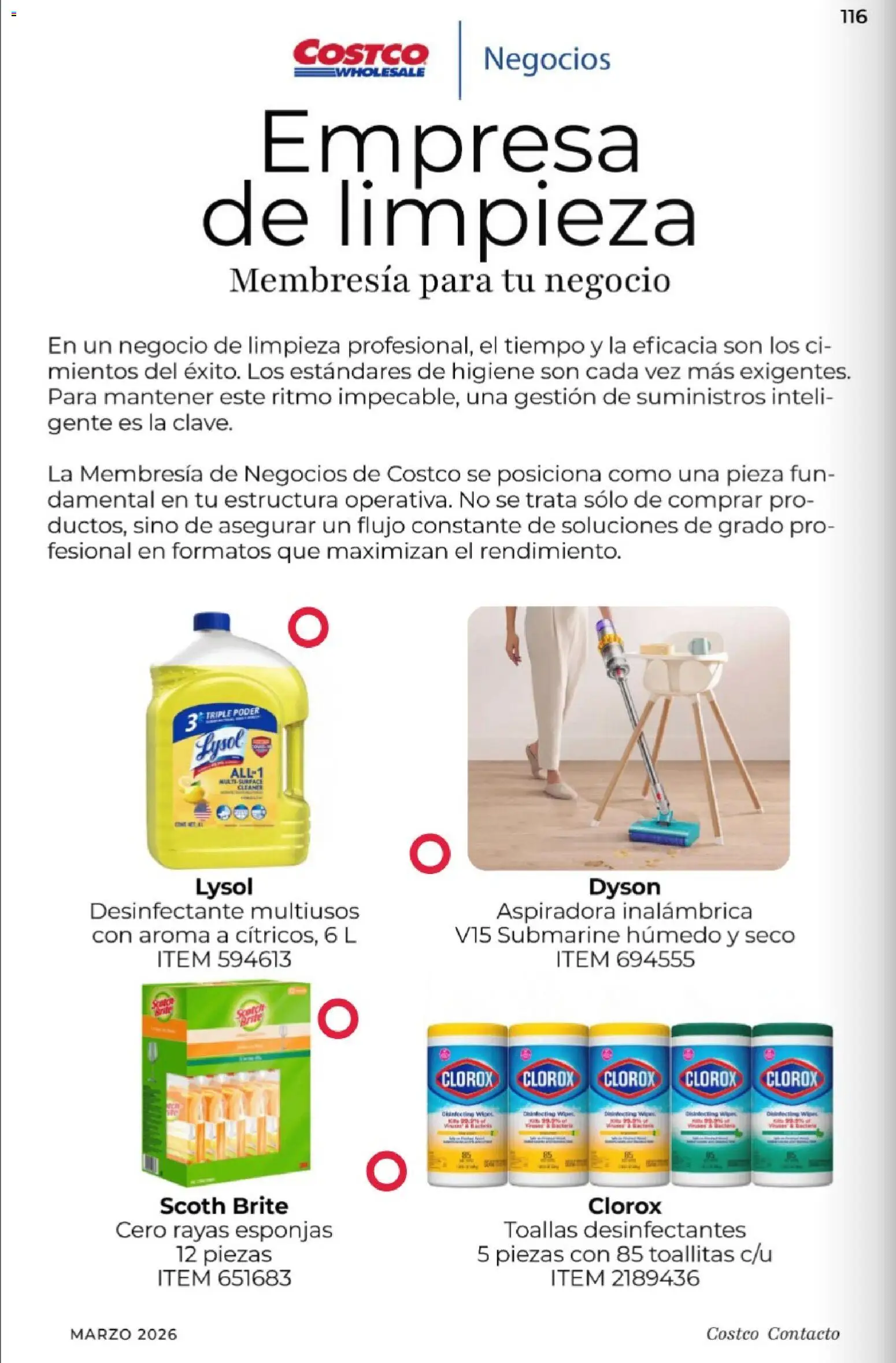Nuevas ofertas de Costco válidas en toda la República Mexicana desde el 01.03.2026. ¡Encuentra las mejores ofertas en Costco Revista de marzo! | Página: 116 | Productos: Desinfectante, Aspiradora, Toallas