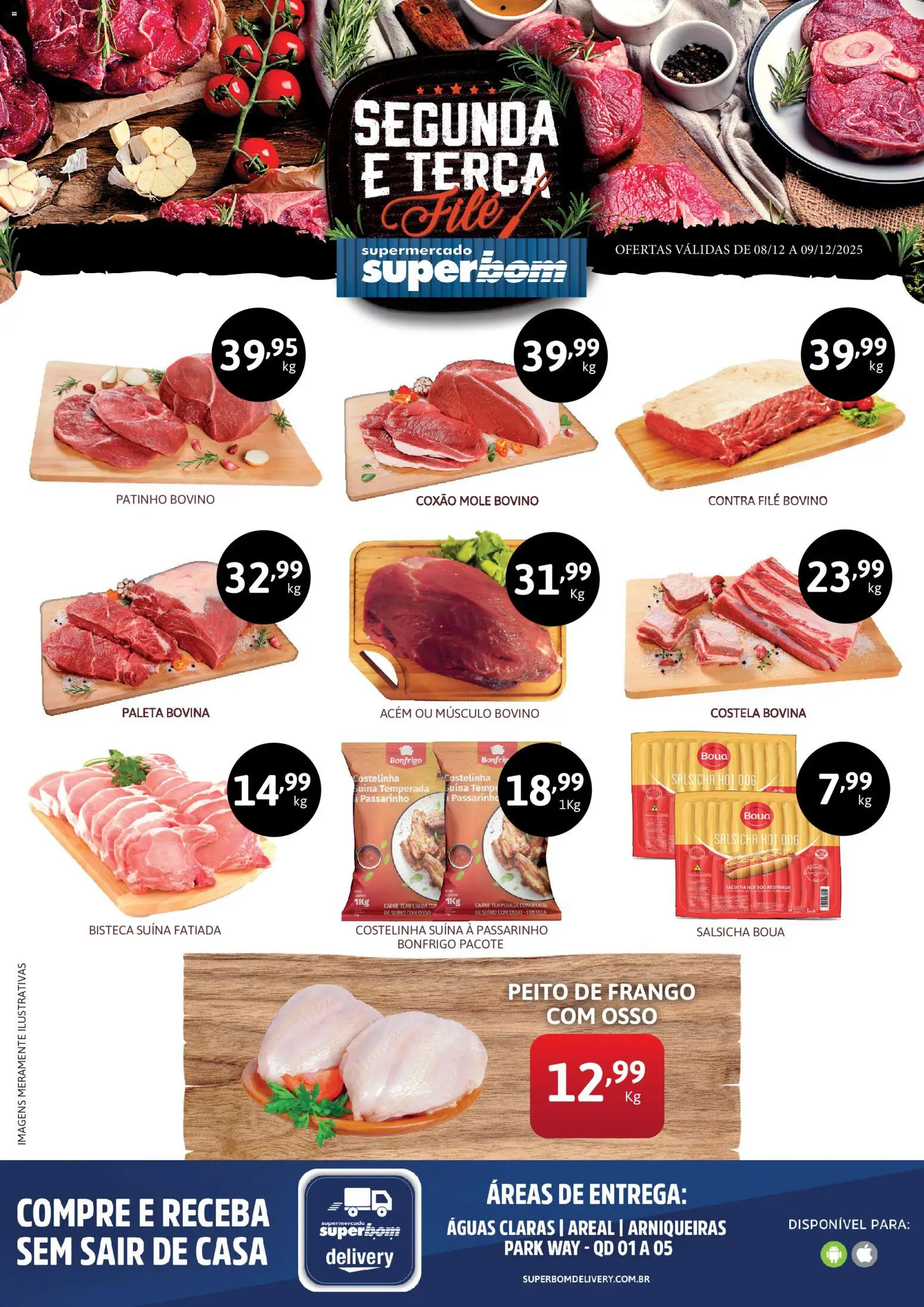 Superbom Folheto - válido de 08.12.2025 | Página: 1 | Produtos: Contra filé, Carne, Frango, Peito de frango