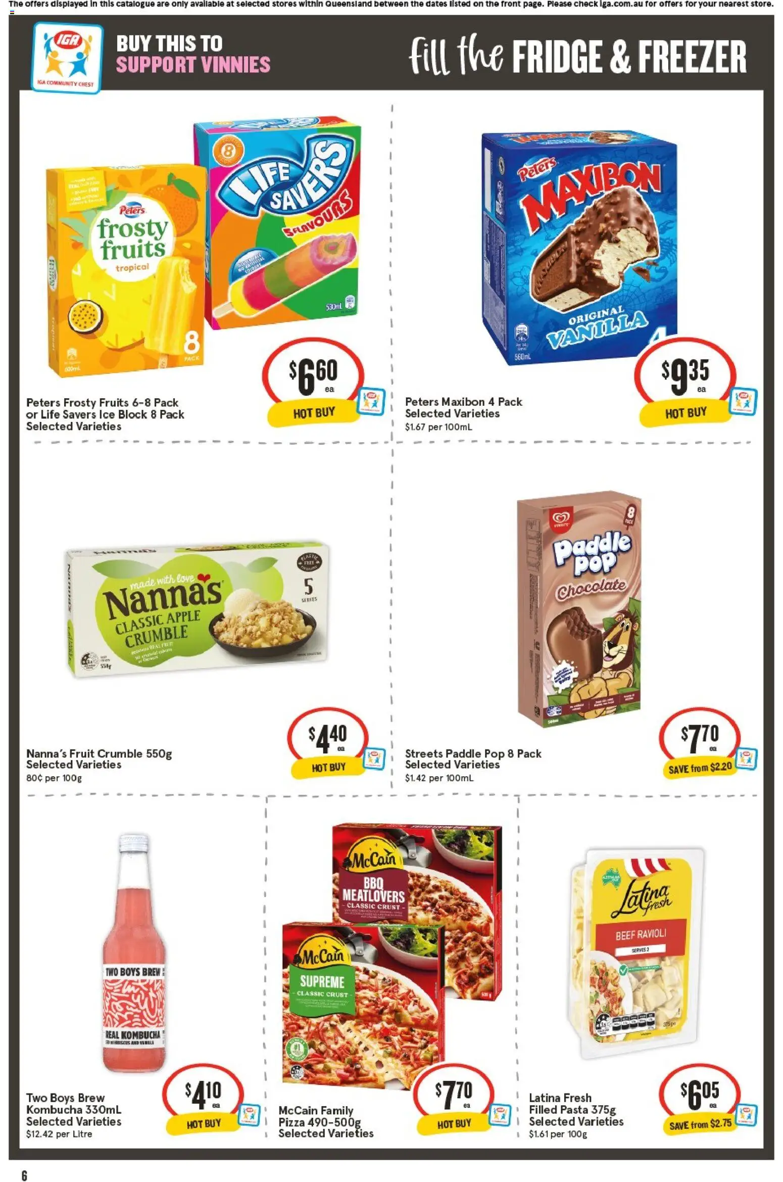 IGA catalogue - valid from 10.12.2025 | Page: 6 | Products: Chocolate, Pasta, Fruits, Freezer