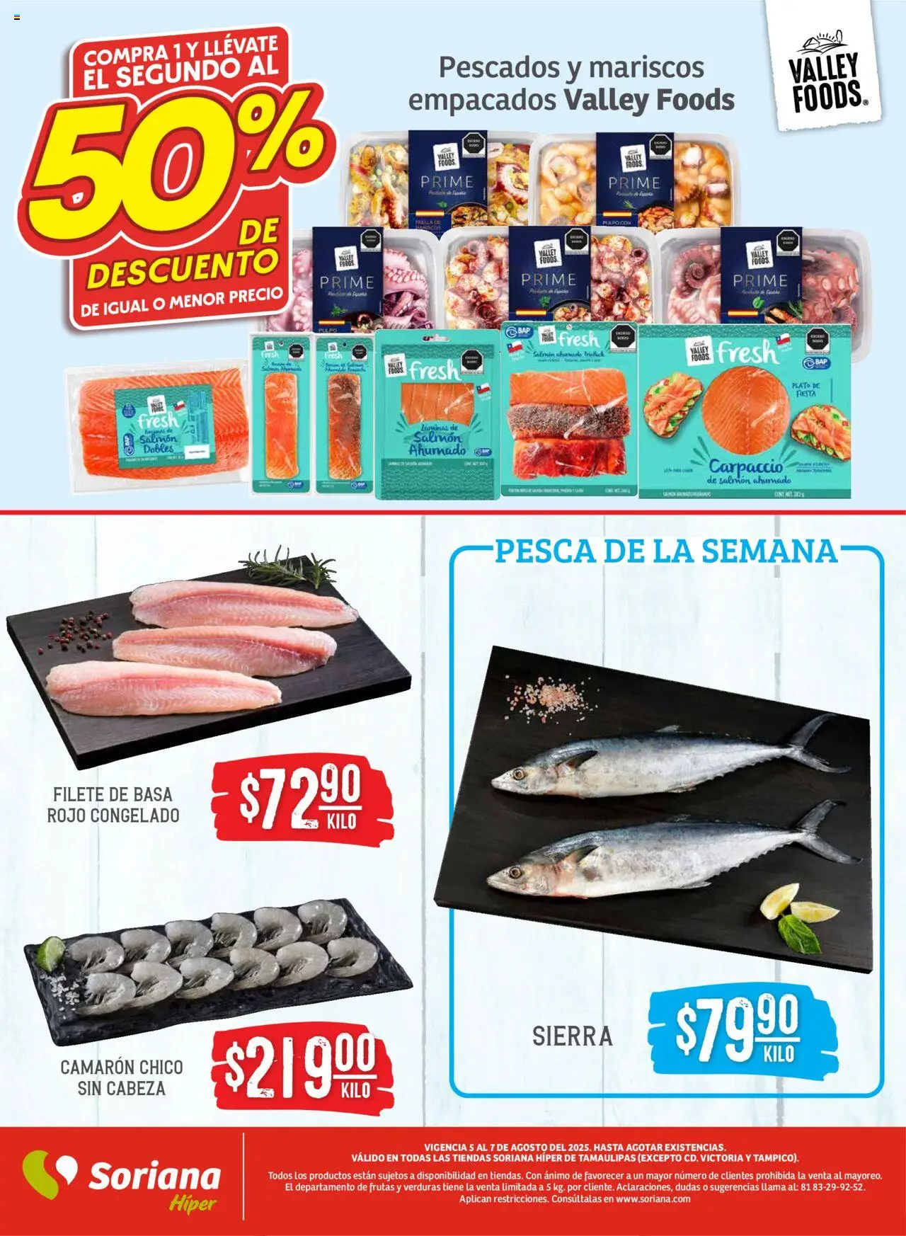 Nuevas ofertas de Soriana válidas en toda la República Mexicana desde el 05.08.2025. ¡Encuentra las mejores ofertas en Soriana - Martes y Miércoles del Campo Híper: Tamaulipas (excepto Cd. Victoria y Tampico)! | Página: 5 | Productos: Sierra