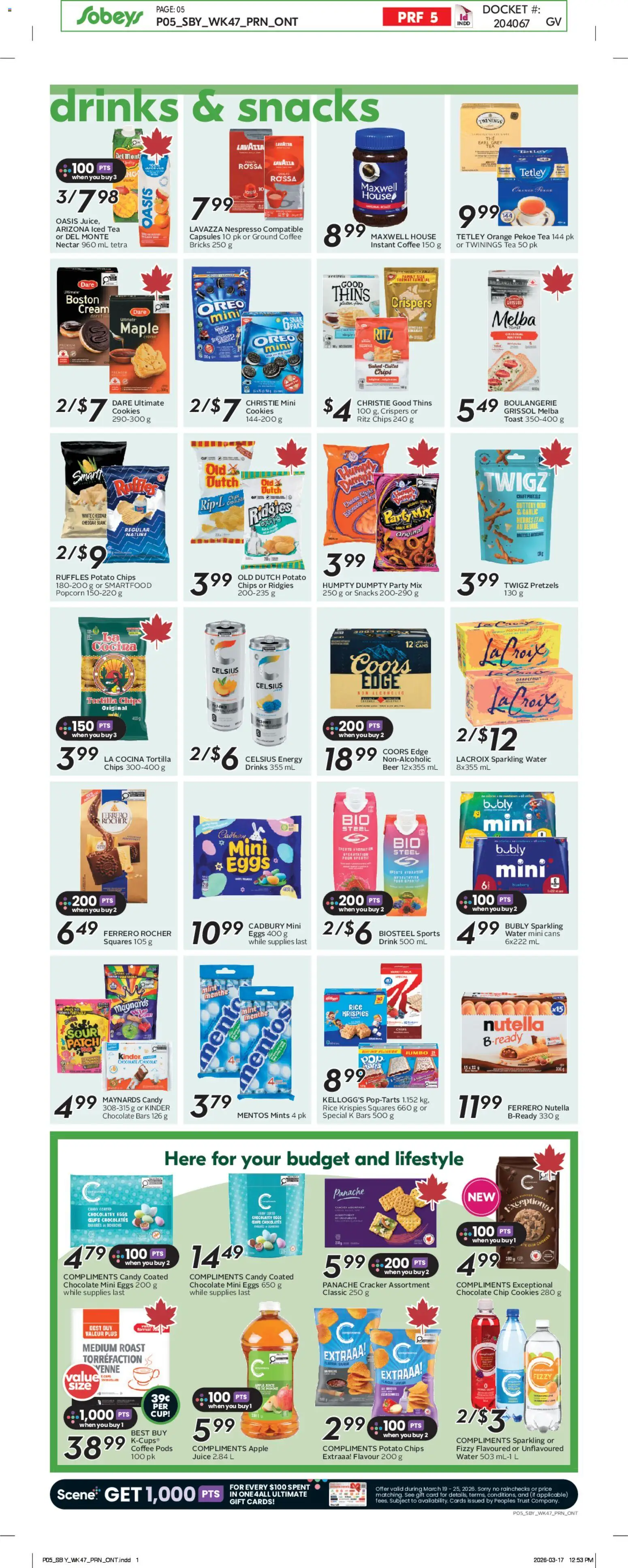 Sobeys flyer valid from 19.03.2026 | Page: 8 | Products: Rice, Eggs, Chocolate, Wine
