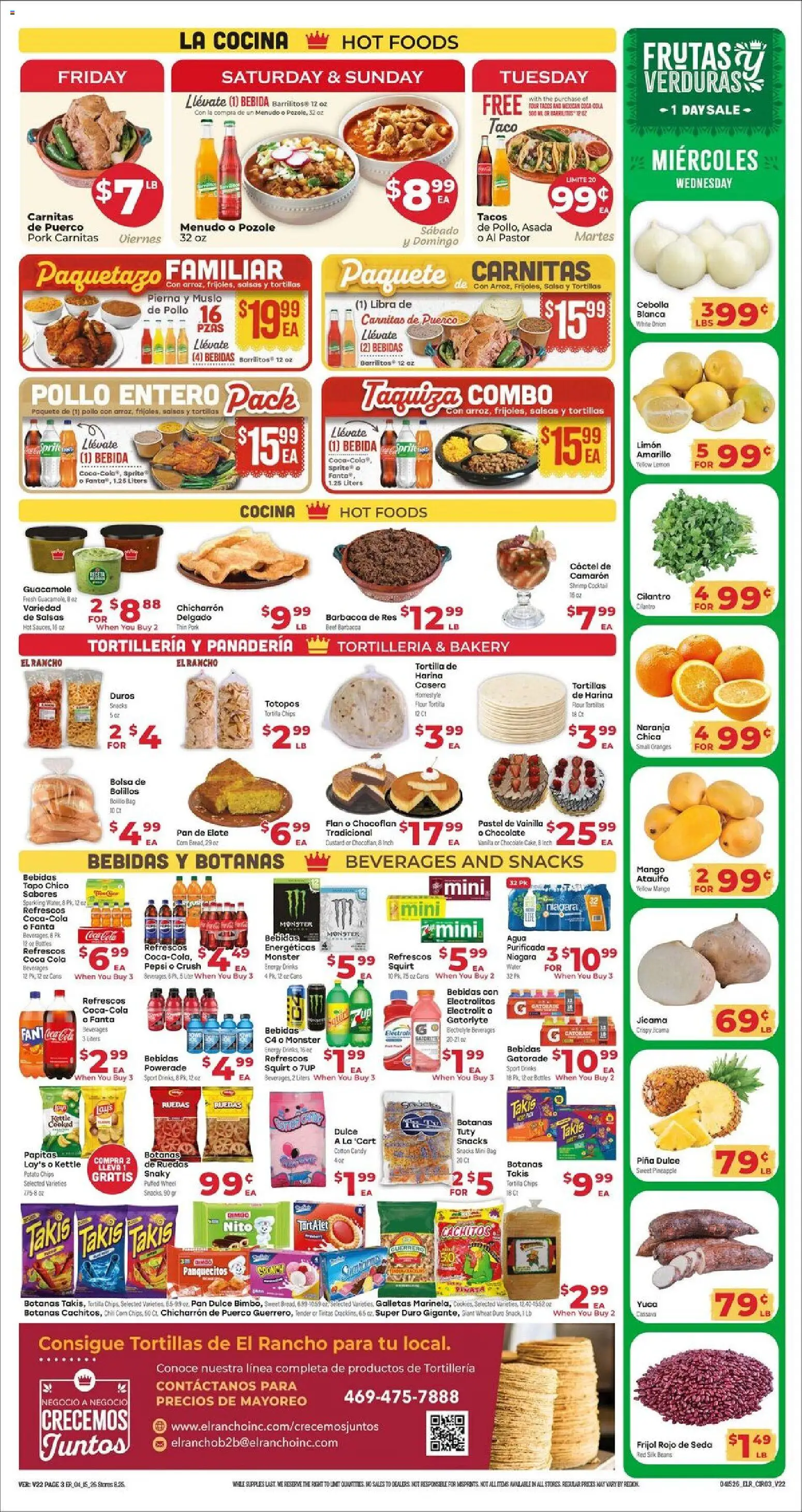 El Rancho Weekly Ad - valid from 15.04.2026 | Page: 3 | Products: Pork, Oranges, Water, Kettle