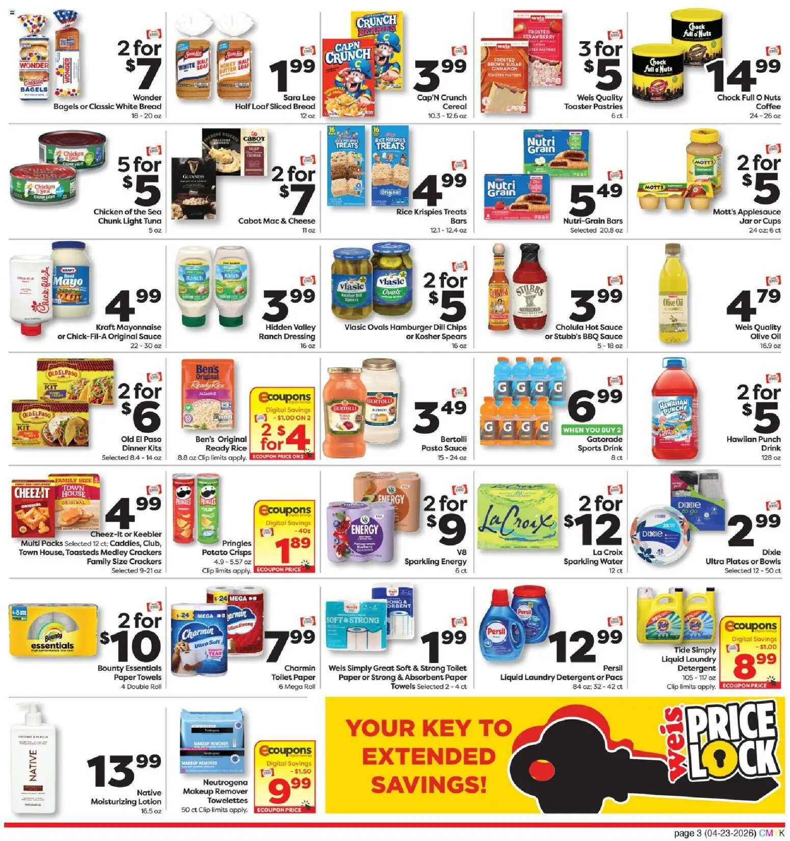 Weis Monthly Ad - valid from 23.04.2026 | Page: 3 | Products: Toaster, Cheese, Detergent, Mayonnaise