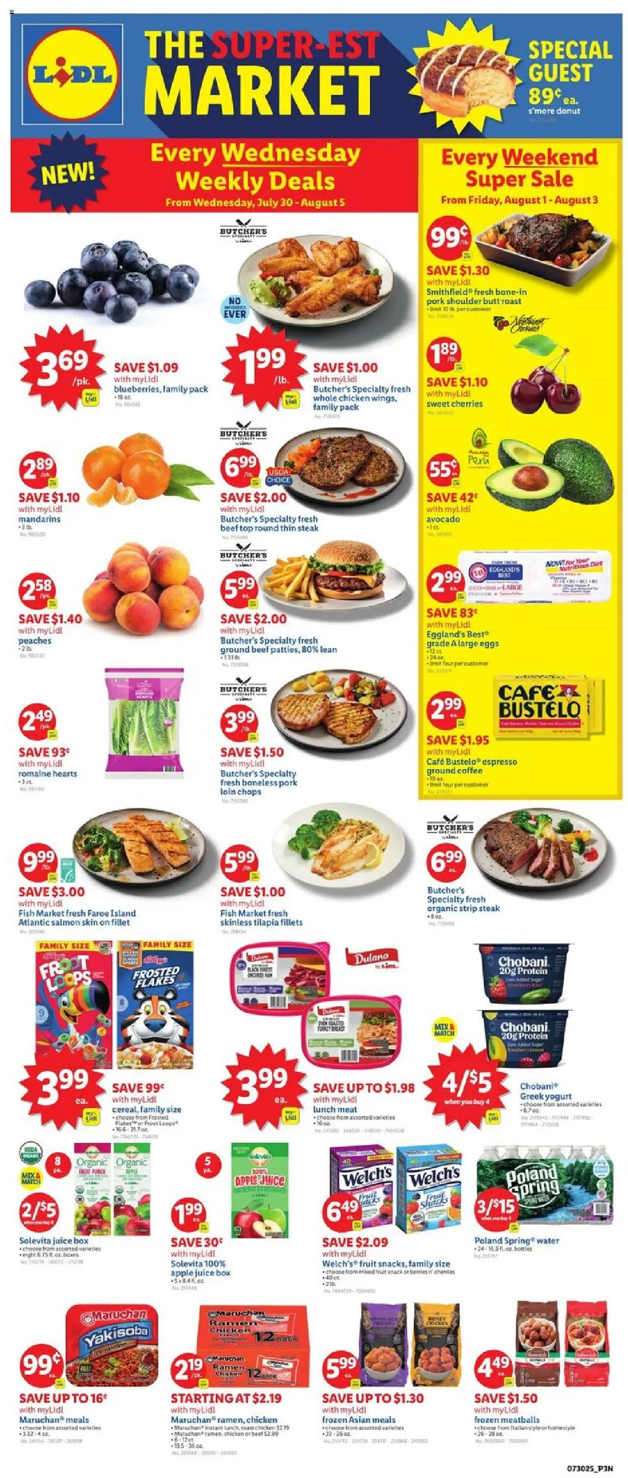Lidl Weekly Ad - NJ - valid from 30.07.2025 | Page: 1 | Products: Coffee, Juice, Avocado, Water