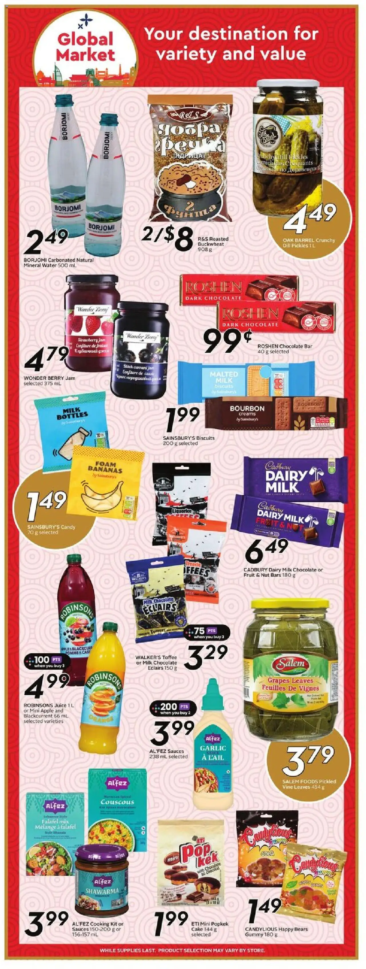Sobeys flyer valid from 16.10.2025 | Page: 14 | Products: Bourbon, Milk, Juice, Bananas