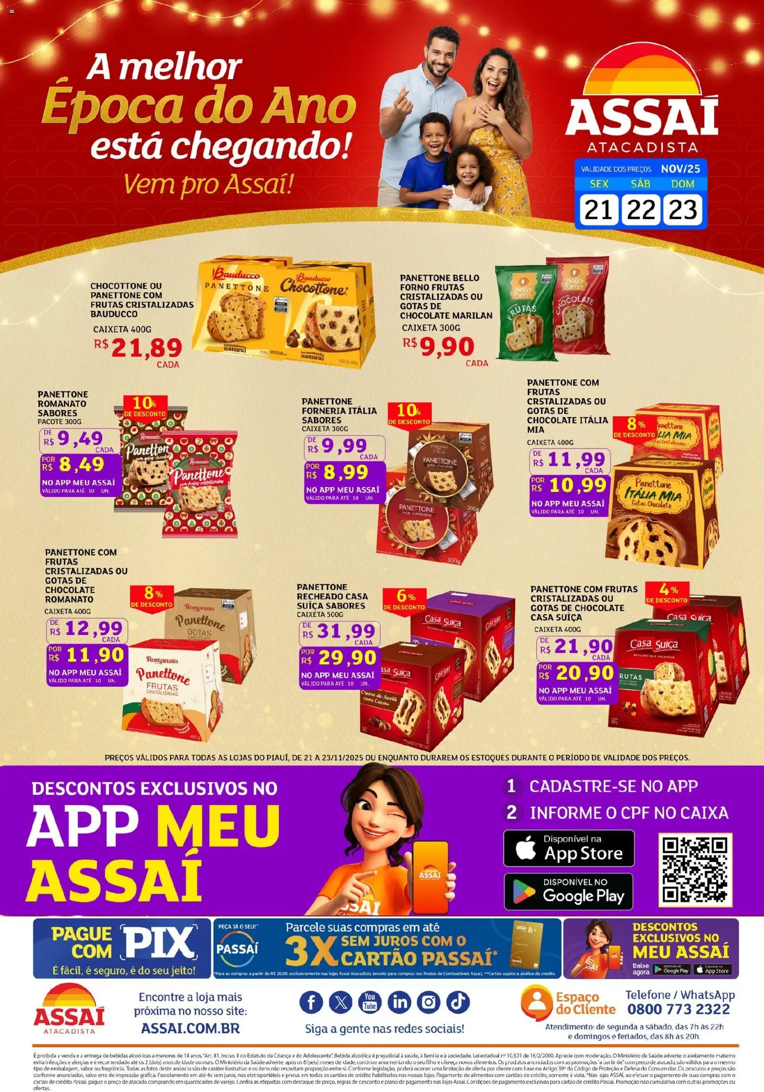 Assaí Atacadista Folheto - válido de 21.11.2025 | Página: 1 | Produtos: Forno, Chocolate, Telefone, Frutas cristalizadas