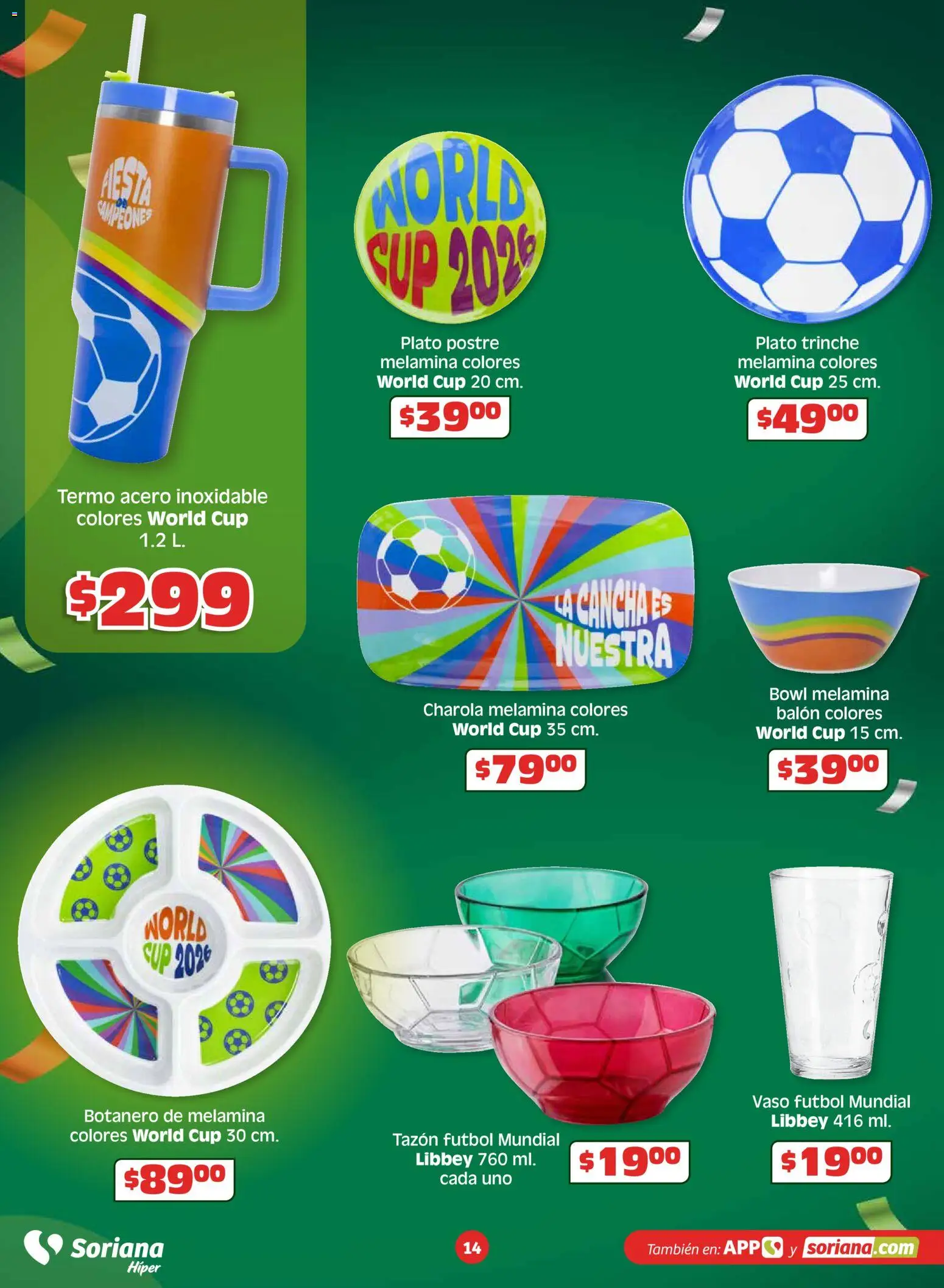 Nuevas ofertas de Soriana válidas en toda la República Mexicana desde el 26.03.2026. ¡Encuentra las mejores ofertas en Soriana En México apoyamos con todo Híper Nacional! | Página: 14 | Productos: Bowl, Termo