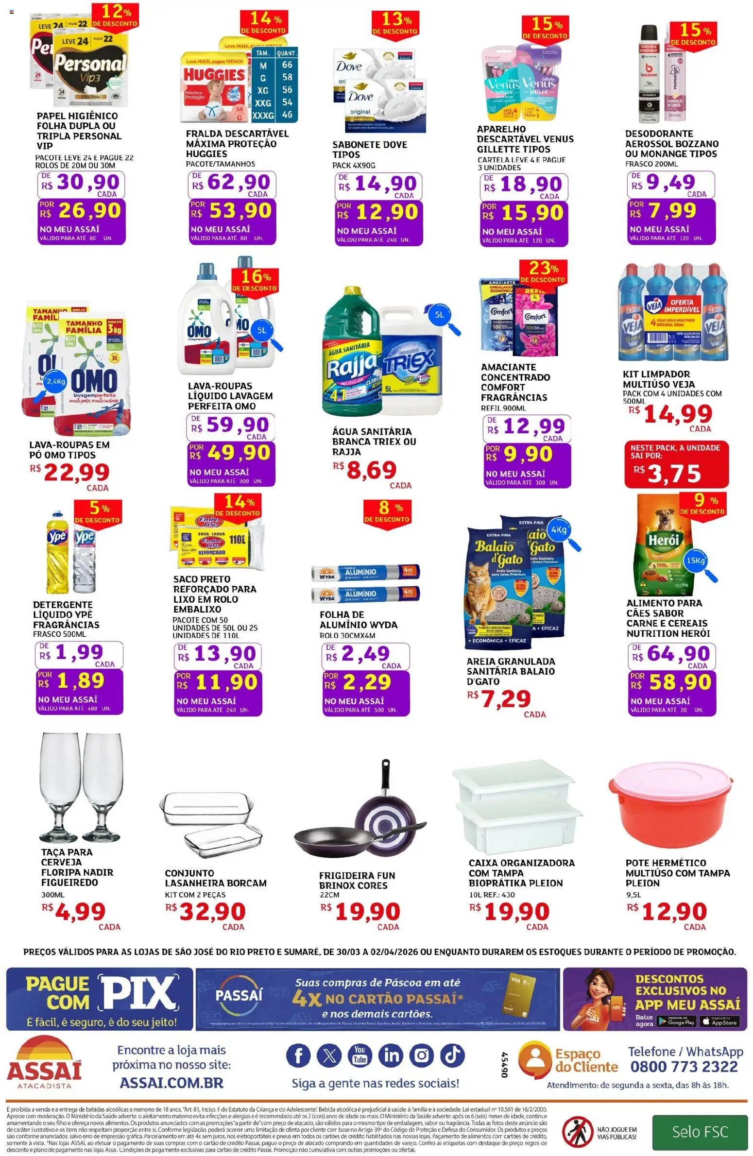 Assaí Atacadista Folheto - válido de 30.03.2026 | Página: 4 | Produtos: Frigideira, Carne, Dove, Amaciante