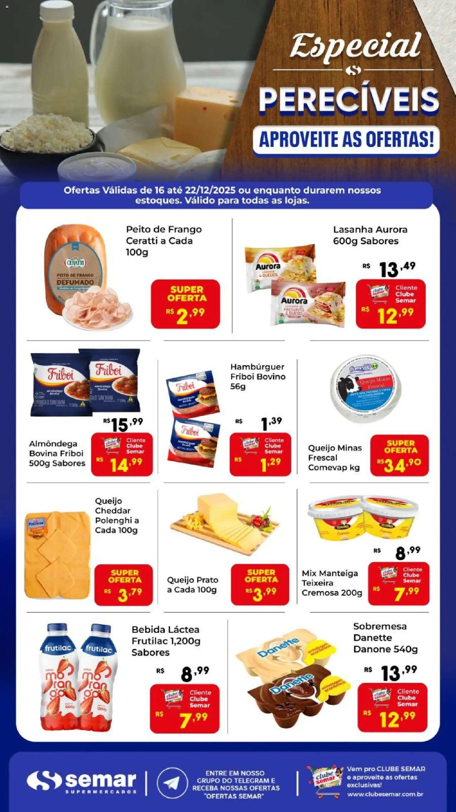 Semar Supermercado Folheto - válido de 16.12.2025 | Página: 1 | Produtos: Presunto, Cheddar, Hambúrguer, Frango