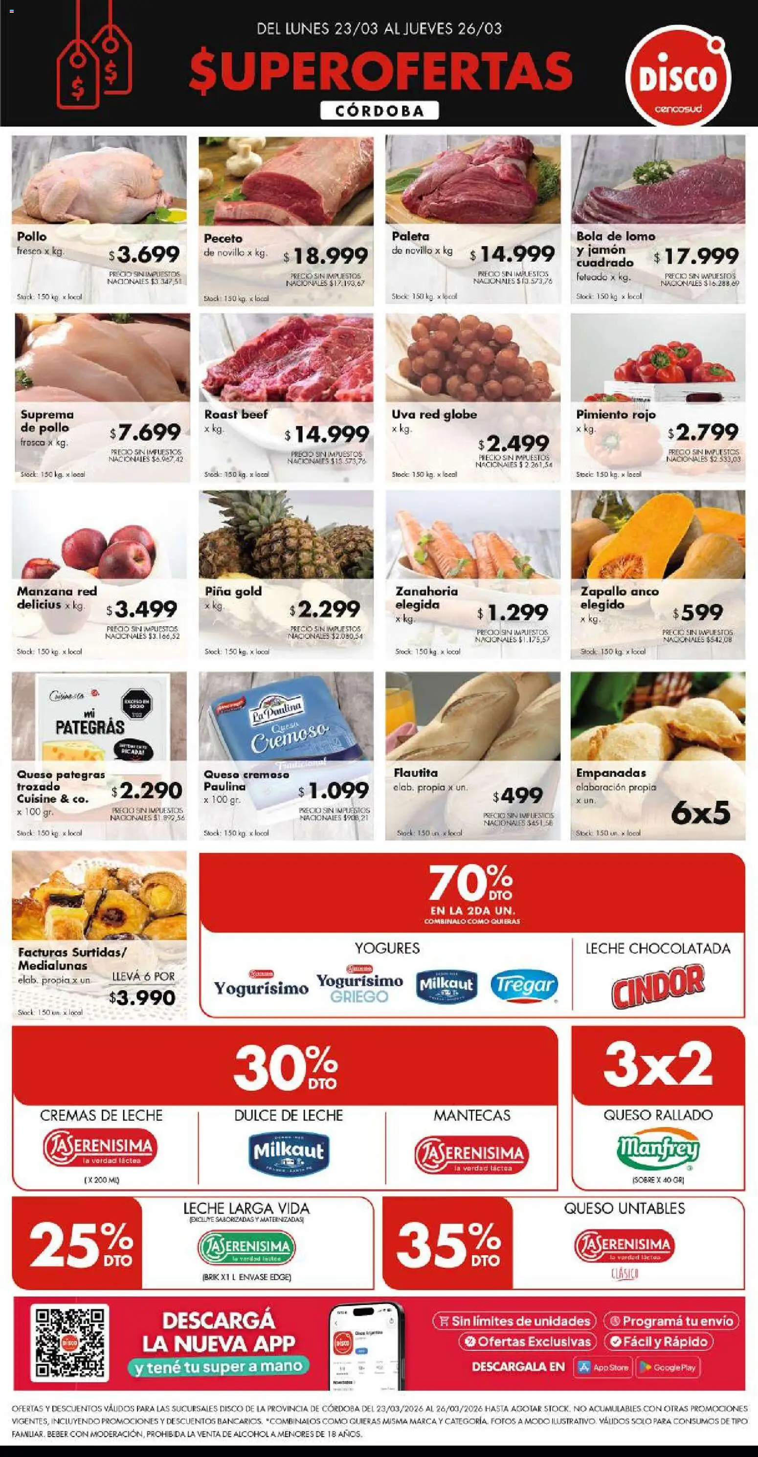 Disco - FERIA DE FRESCOS CÓRDOBA │ válido desde el 22.03.2026 | Página: 1 | Productos: Manzana, Pimiento, Uva, Chocolatada