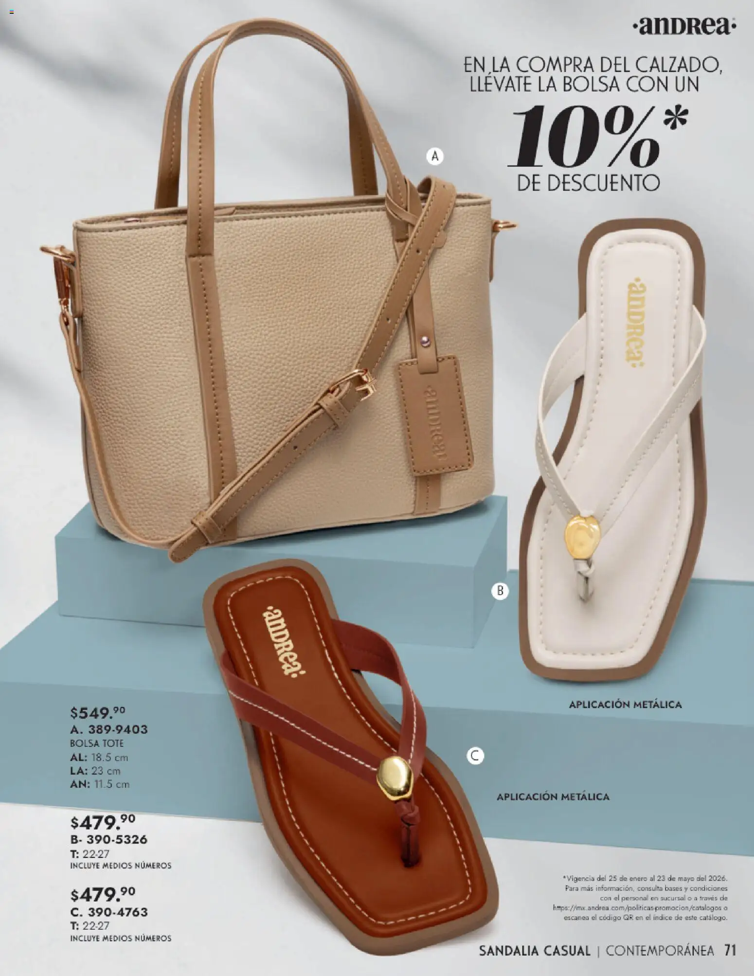 Nuevas ofertas de Andrea válidas en toda la República Mexicana desde el 25.01.2026. ¡Encuentra las mejores ofertas en Andrea catálogo Calzado Dama! | Página: 71 | Productos: Bolsa