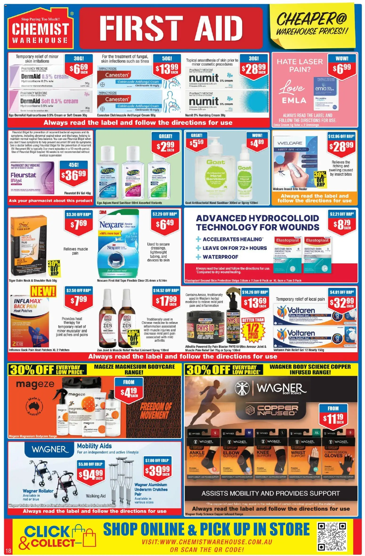 Chemist Warehouse catalogue - valid from 29.01.2026 | Page: 18 | Products: Flakes, Gloves, Hand sanitiser, Pain relief
