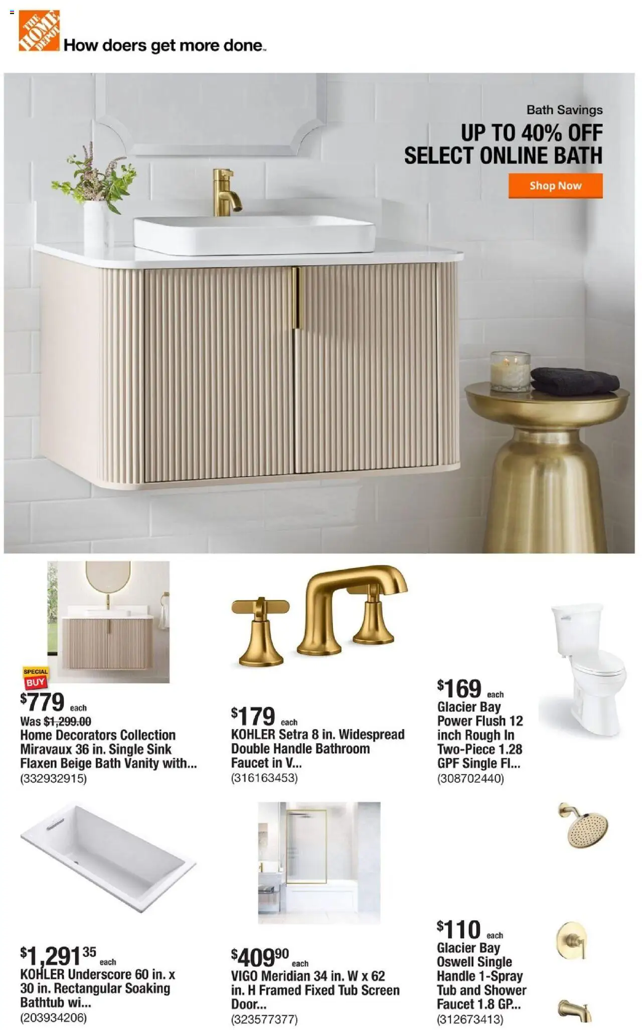 Home Depot Ad - valid from 24.07.2025 | Page: 1 | Products: Bath, Shower, Bathtub