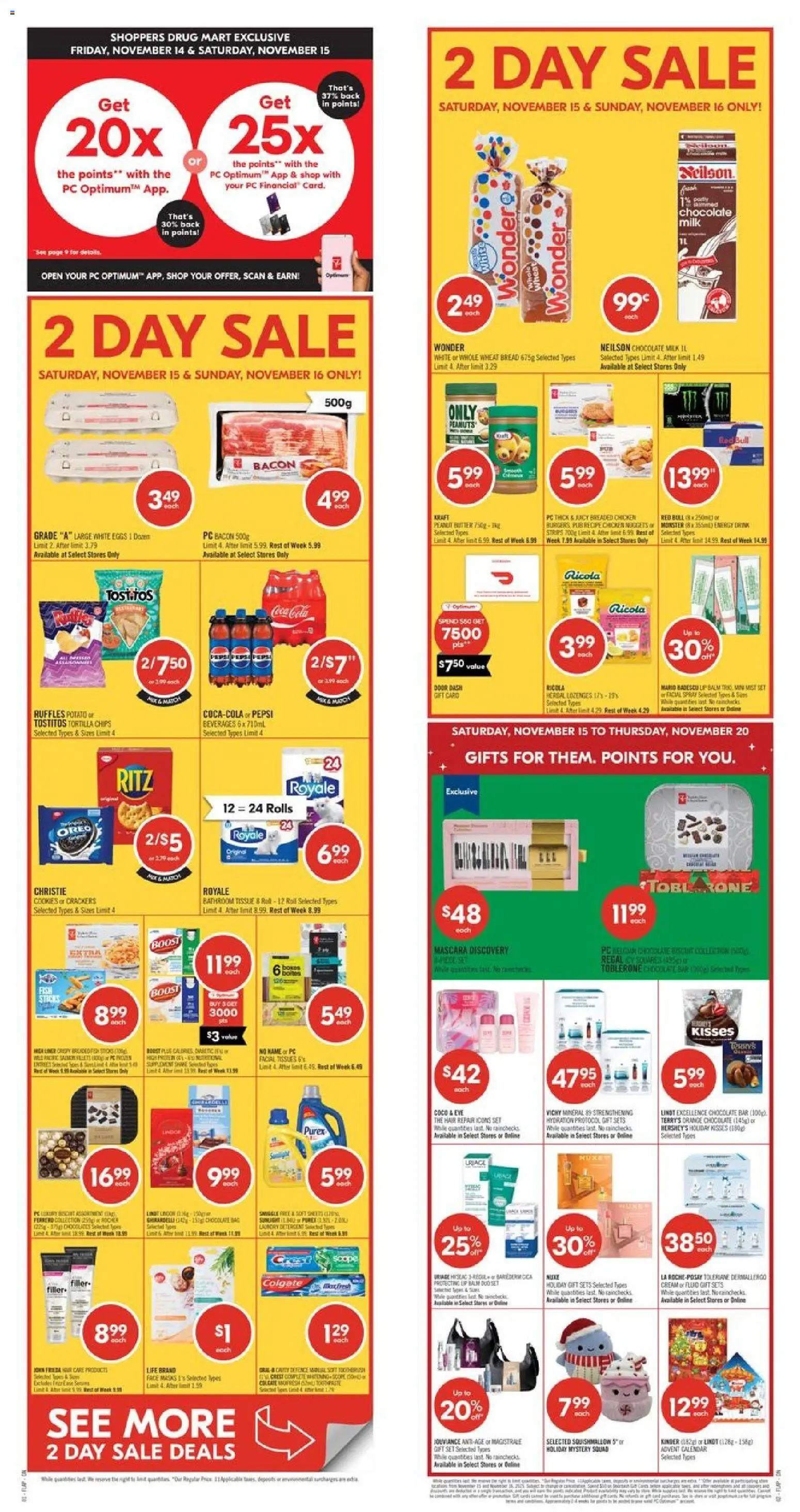 Shoppers flyer valid from 15.11.2025 | Page: 1 | Products: Cream, Mascara, Bread, Chicken