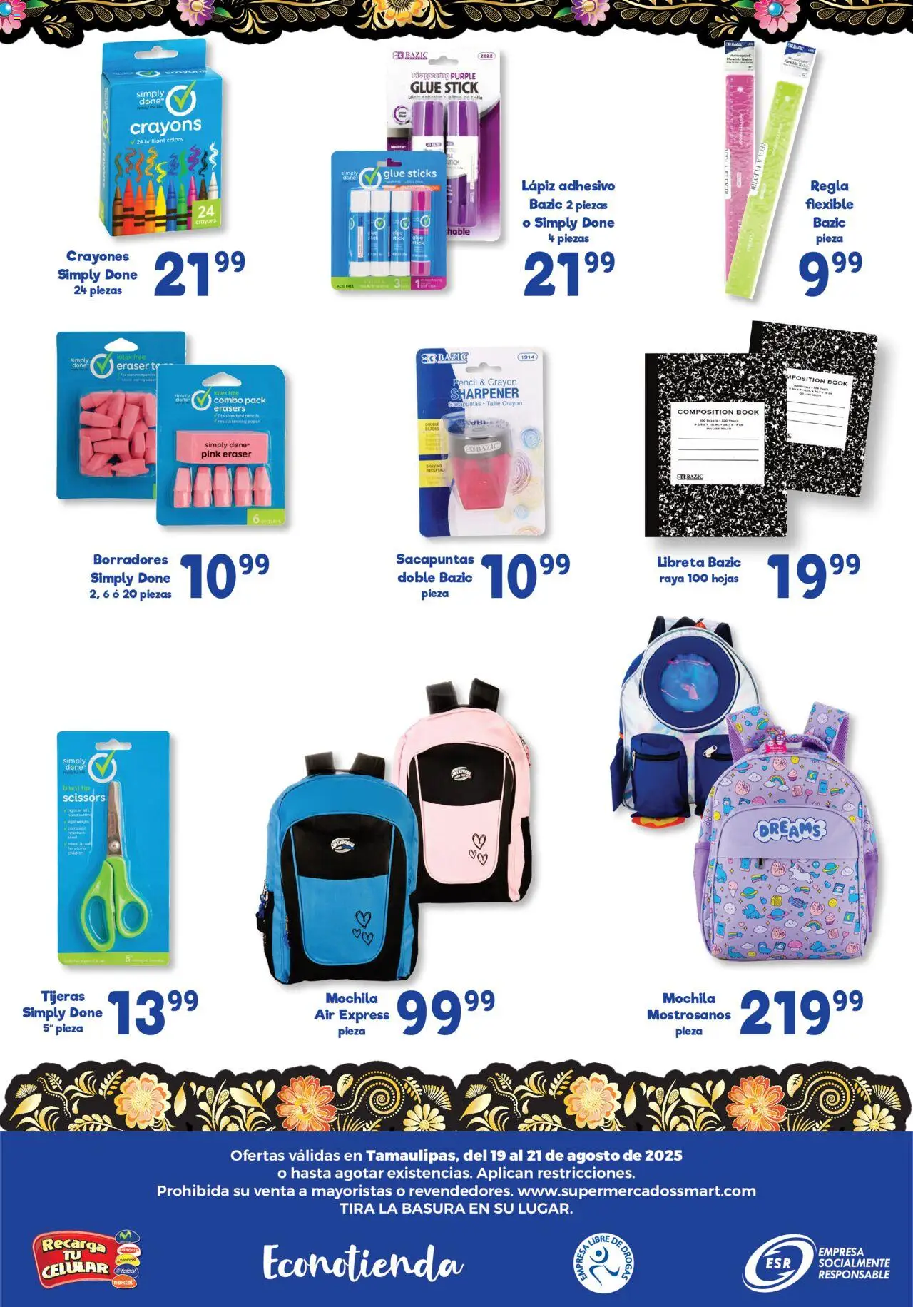 Nuevas ofertas de S-Mart válidas en toda la República Mexicana desde el 19.08.2025. ¡Encuentra las mejores ofertas en S-Mart - Folleto de Feria - Reynosa (y Rio Bravo)! | Página: 6 | Productos: Sacapuntas, Mochila, Notebook, Flexible