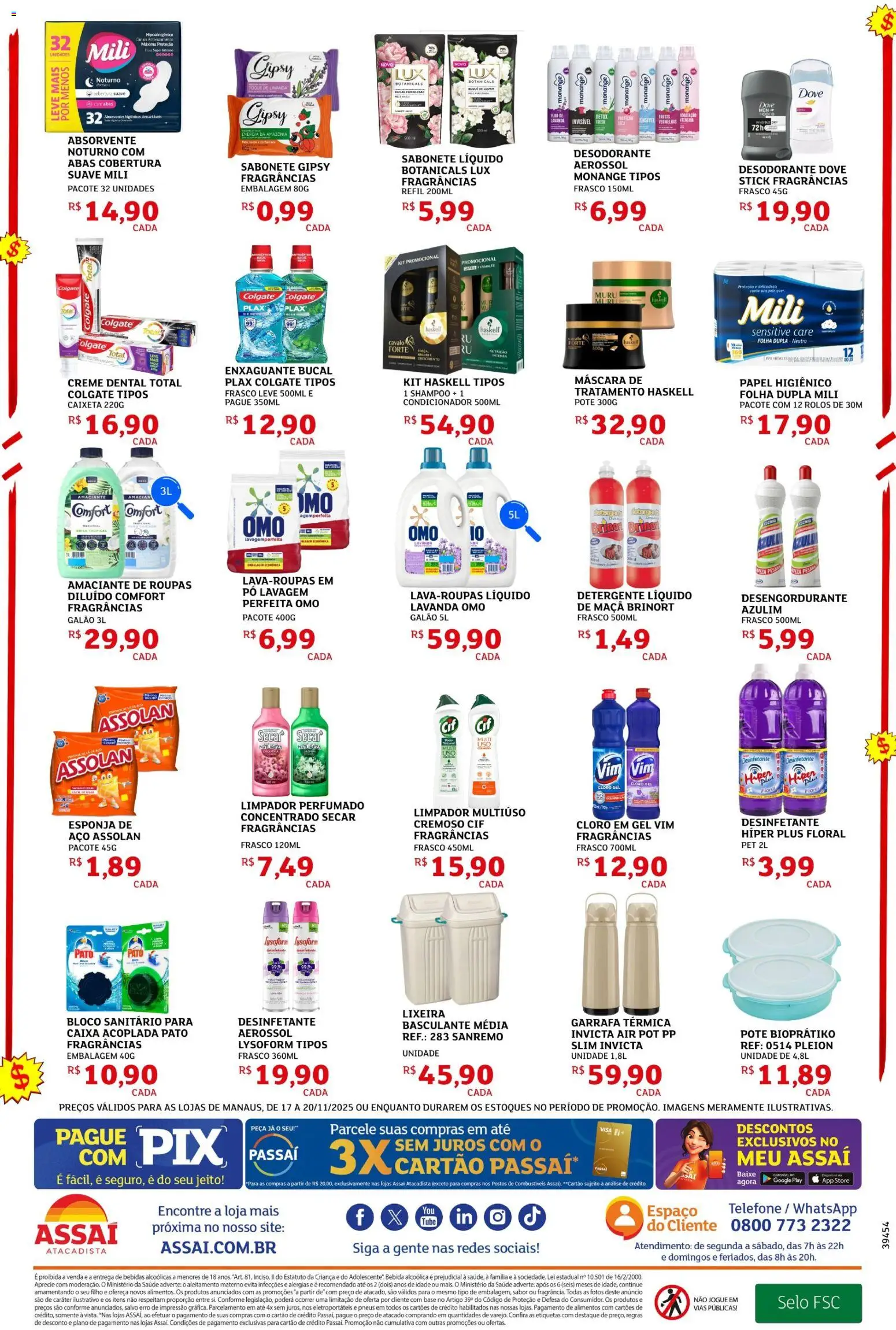 Assaí Atacadista Folheto - válido de 17.11.2025 | Página: 4 | Produtos: Shampoo, Detergente, Amaciante, Desinfetante