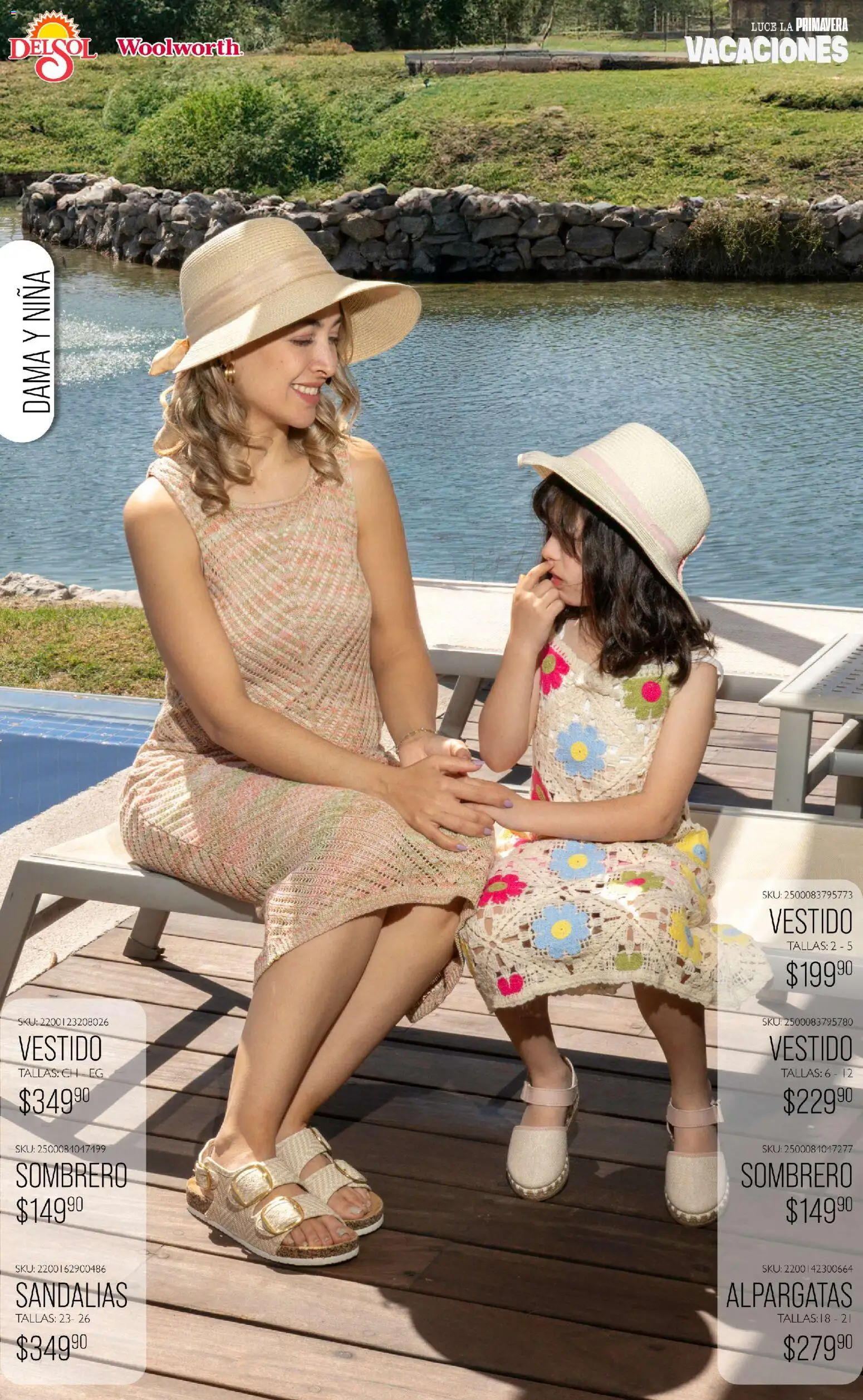 Nuevas ofertas de Del Sol y Woolworth válidas en toda la República Mexicana desde el 19.03.2026. ¡Encuentra las mejores ofertas en Del Sol y Woolworth catálogo Vacaciones 2026 ! | Página: 8 | Productos: Alpargatas, Sombrero, Vestido, Sandalias