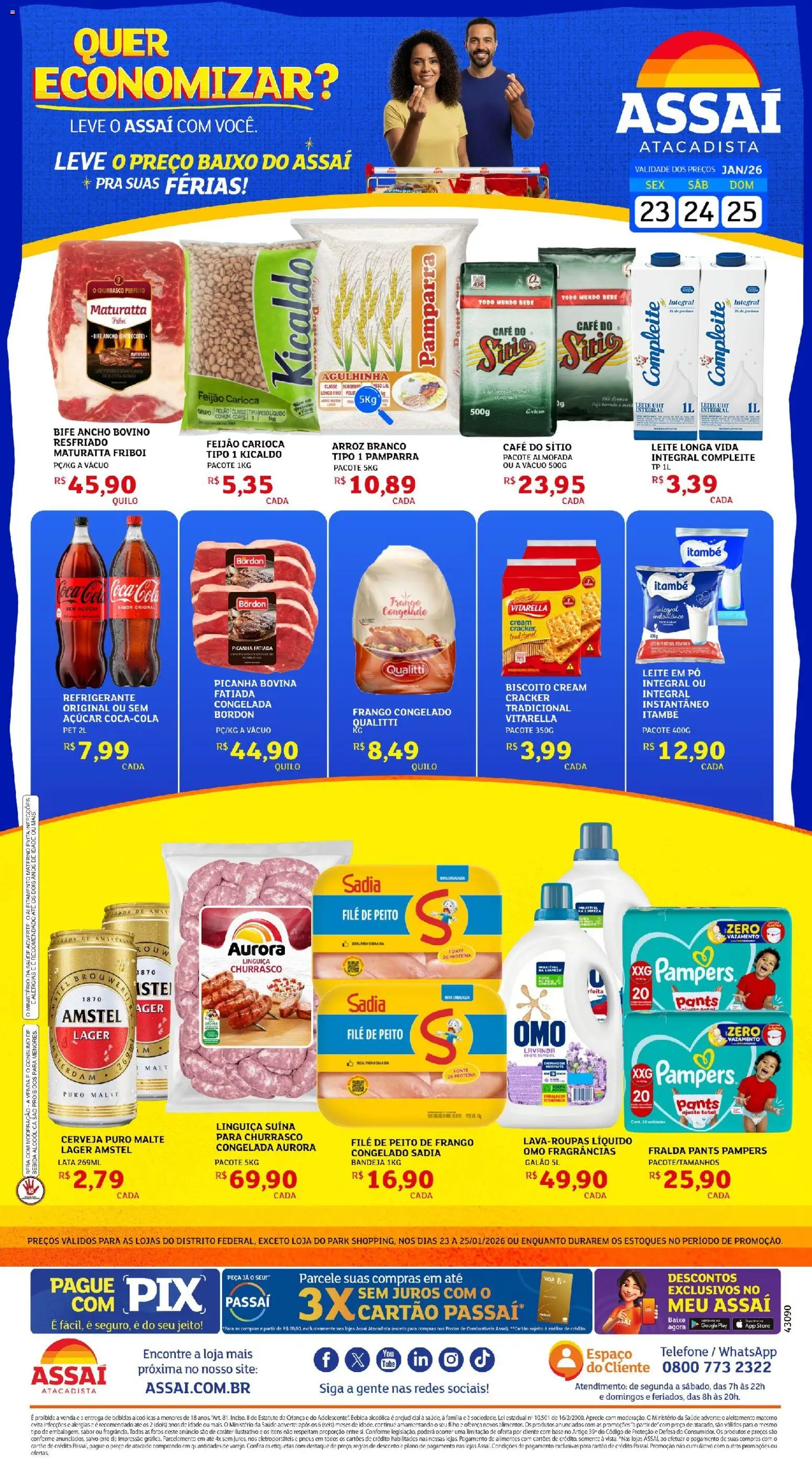 Assaí Atacadista Folheto - válido de 23.01.2026 | Página: 1 | Produtos: Biscoito, Picanha, Pneus, Bandeja