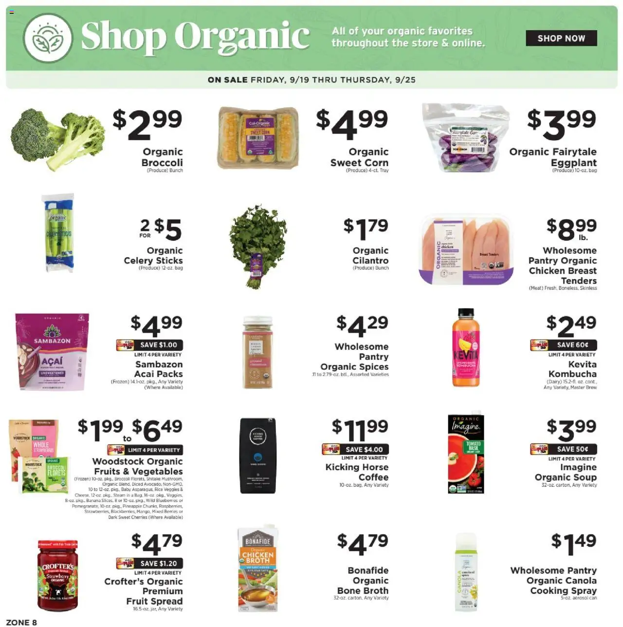 ShopRite Shop Organic - valid from 18.09.2025 | Page: 1 | Products: Rice, Fruits, Blueberries, Bag