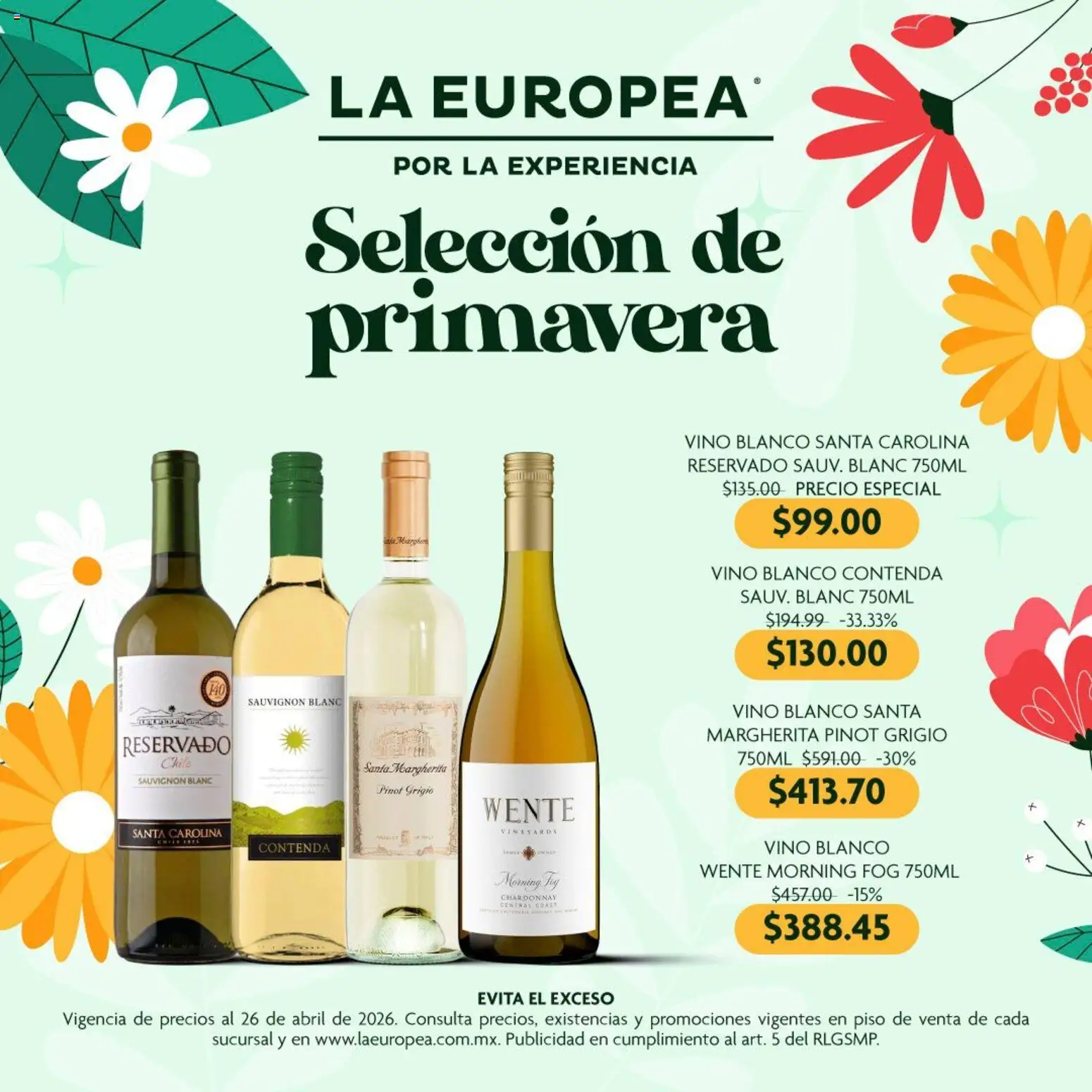 Nuevas ofertas de La Europea válidas en toda la República Mexicana desde el 16.04.2026. ¡Encuentra las mejores ofertas en La Europea catálogo Selección de primavera! | Página: 1 | Productos: Vino