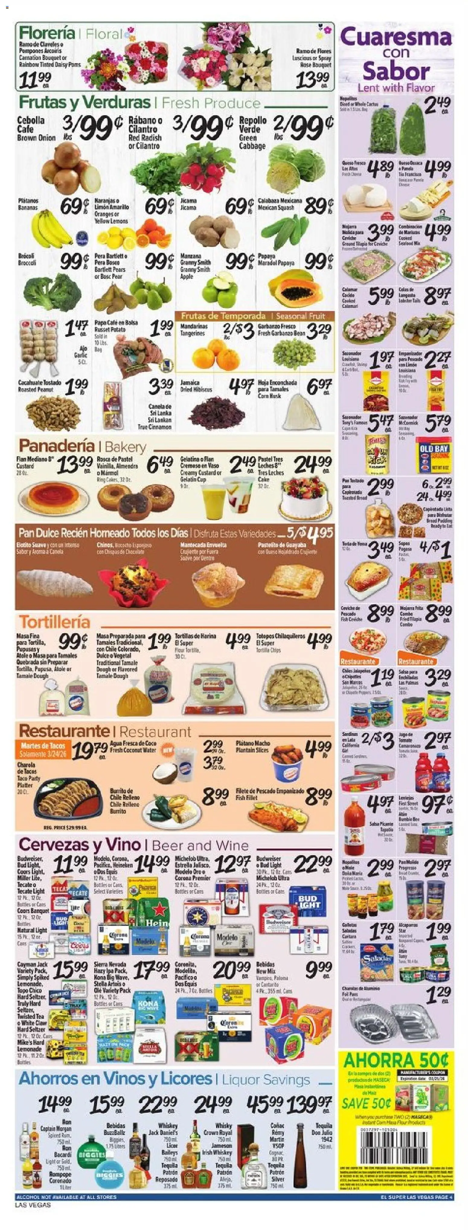 El Super Weekly Ad - NV - valid from 18.03.2026 | Page: 4 | Products: Oranges, Tangerines, Water, Onion