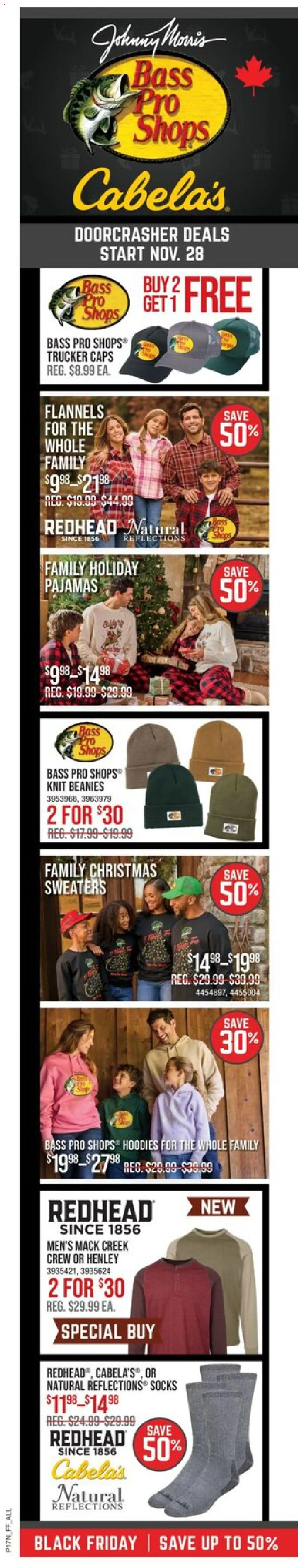 Cabelas flyer valid from 28.11.2025 | Page: 1 | Products: Socks, Pajamas
