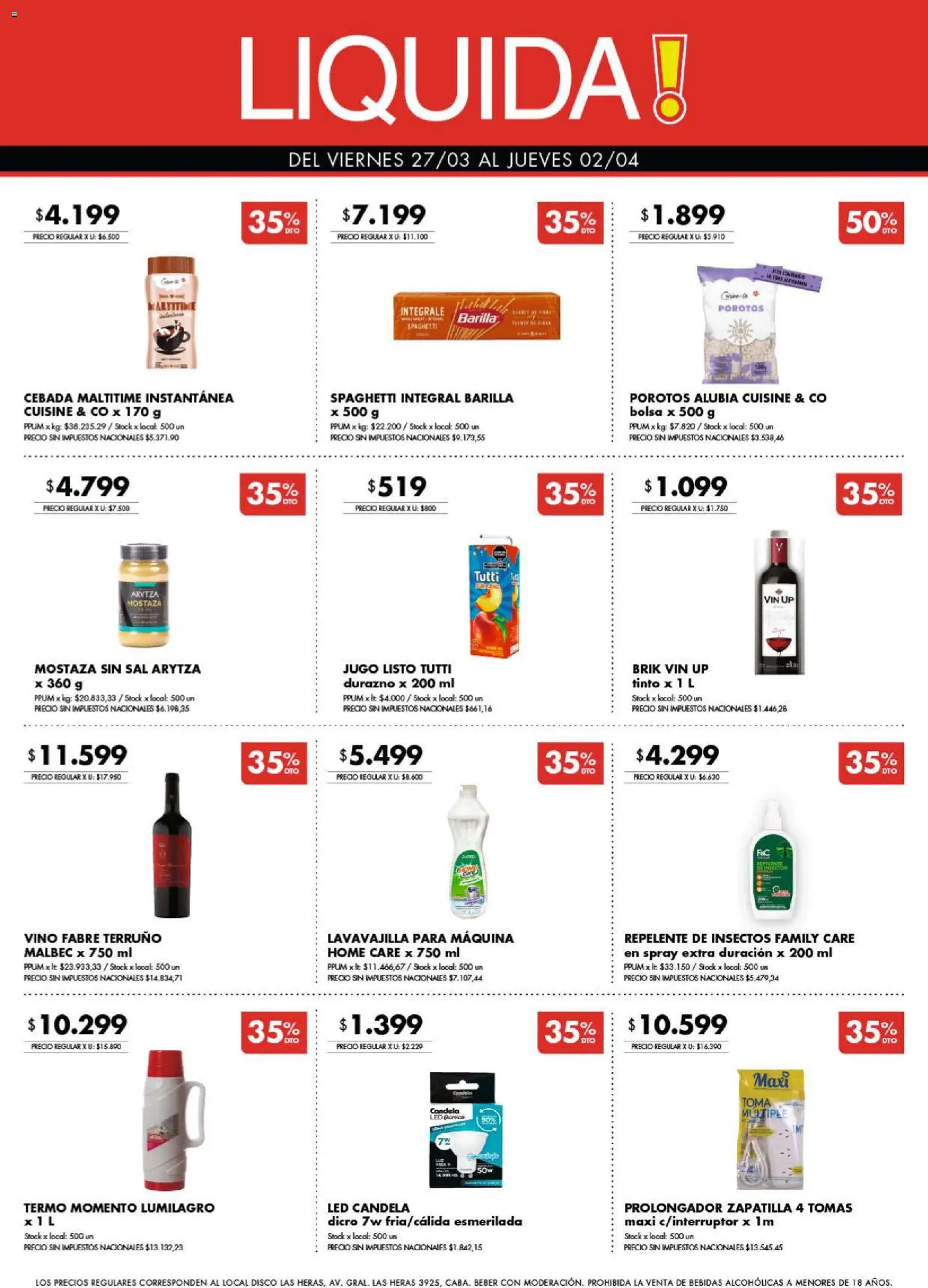 Disco ofertas │ válido desde el 27.03.2026 | Página: 10 | Productos: Repelente, Durazno, Mostaza, Jugo