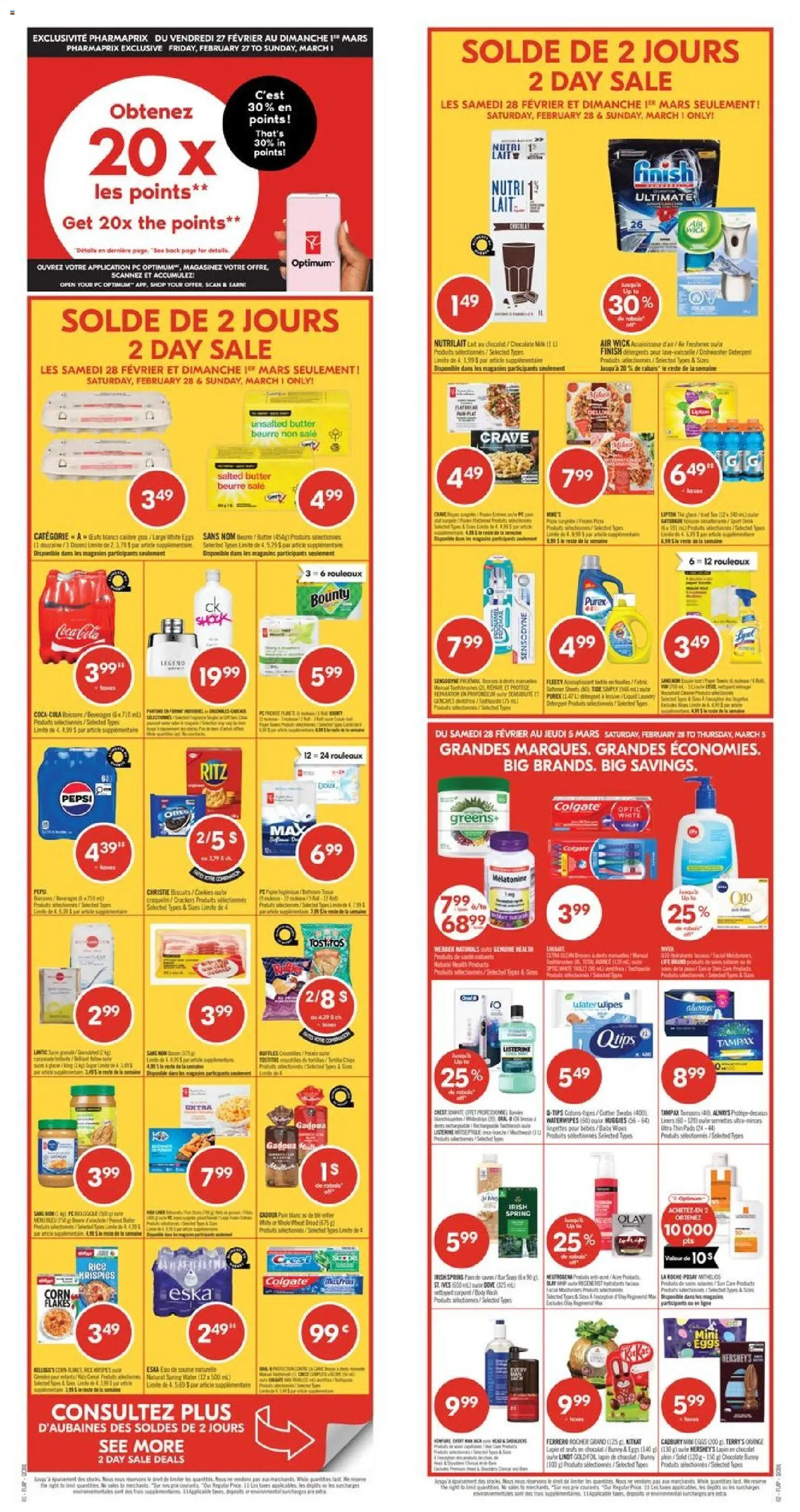 Pharmaprix flyer valid from 27.02.2026 | Page: 1 | Products: Cookies, Detergent, Eggs, Chocolate