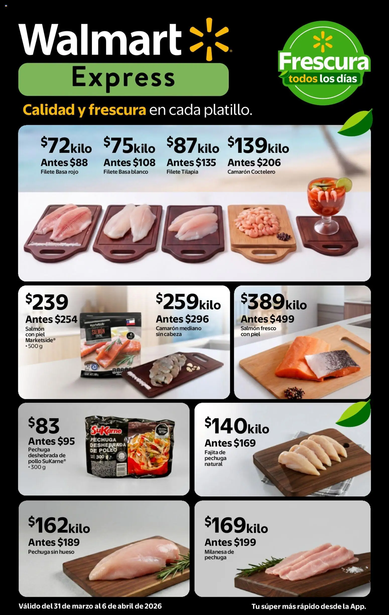 Nuevas ofertas de Walmart Express válidas en toda la República Mexicana desde el 31.03.2026. ¡Encuentra las mejores ofertas en  Walmart Express folleto Calidad a precios bajos! | Página: 3 | Productos: Pollo, Milanesa