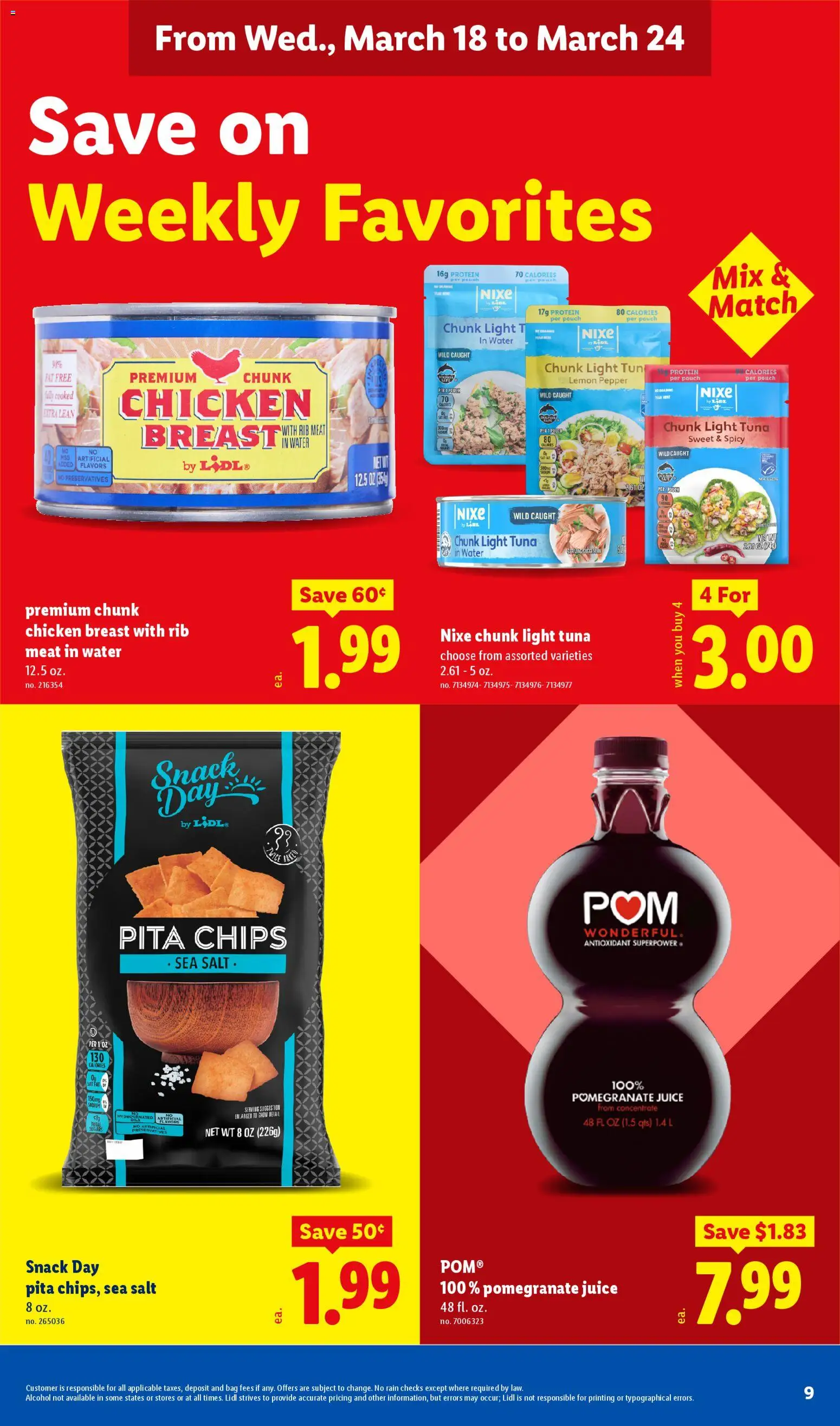 Lidl Weekly Ad - valid from 18.03.2026 | Page: 9 | Products: Juice, Chips, Lemon, Bag