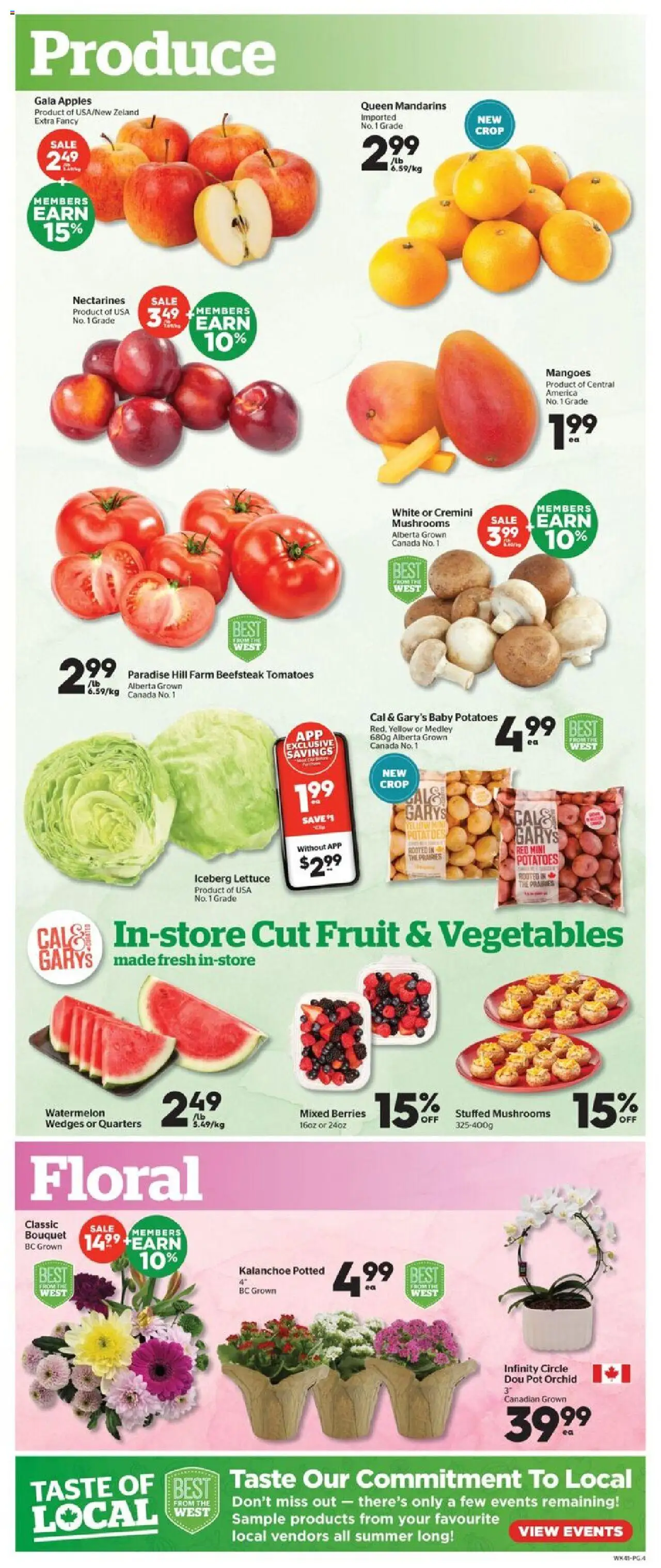 Calgary Co-op flyer valid from 14.08.2025 | Page: 4 | Products: Potatoes, Apples, Tomatoes