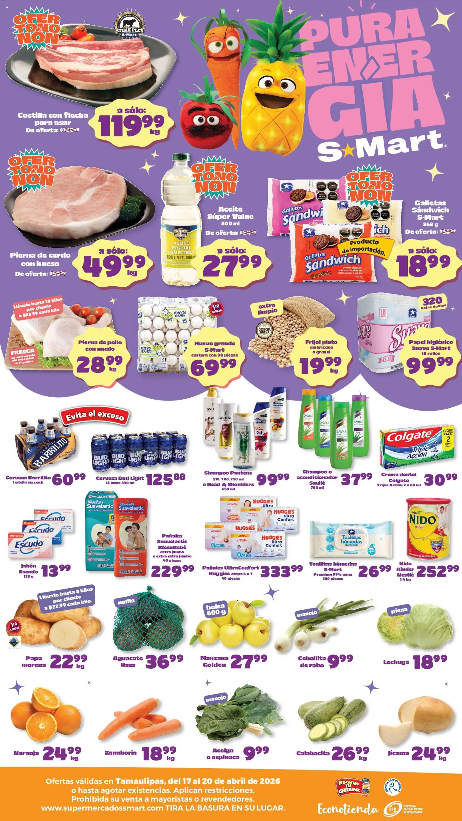 Nuevas ofertas de S-Mart válidas en toda la República Mexicana desde el 17.04.2026. ¡Encuentra las mejores ofertas en S-Mart folleto Matamoros! | Página: 2 | Productos: Papa, Huevo, Agua, Chocolate