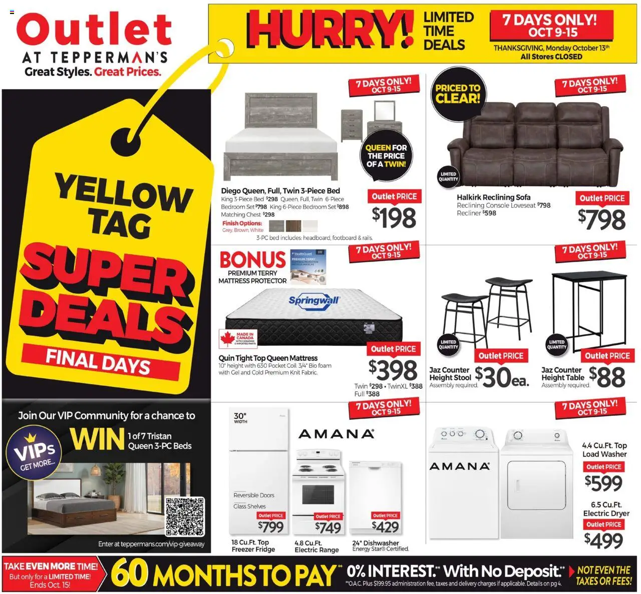 Tepperman's flyer valid from 09.10.2025 | Page: 1 | Products: Freezer, Dryer, Dishwasher, Table