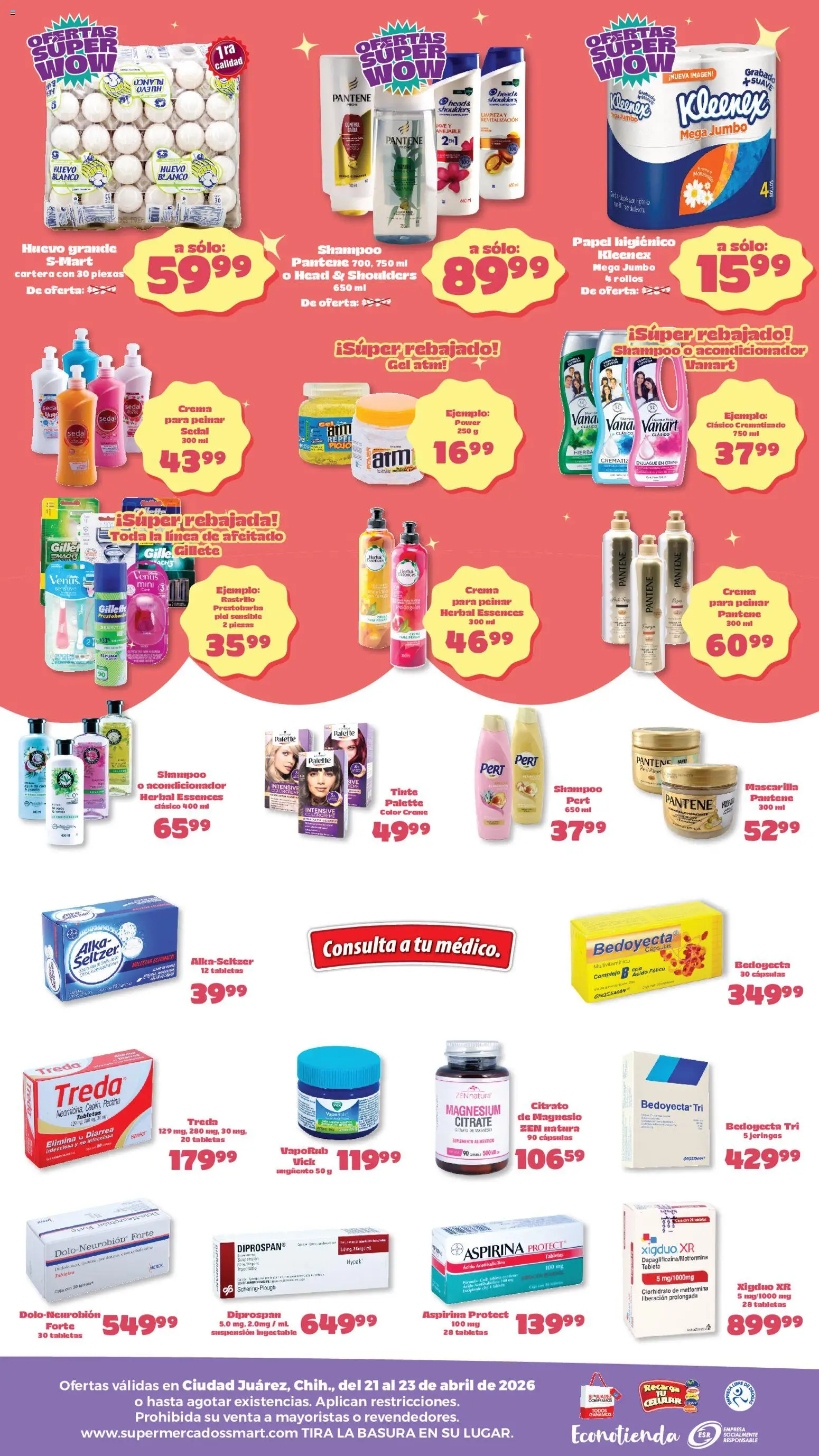 Nuevas ofertas de S-Mart válidas en toda la República Mexicana desde el 21.04.2026. ¡Encuentra las mejores ofertas en S-Mart folleto Ofertas de feria Juárez! | Página: 2 | Productos: Crema, Huevo, Tableta, Acondicionador